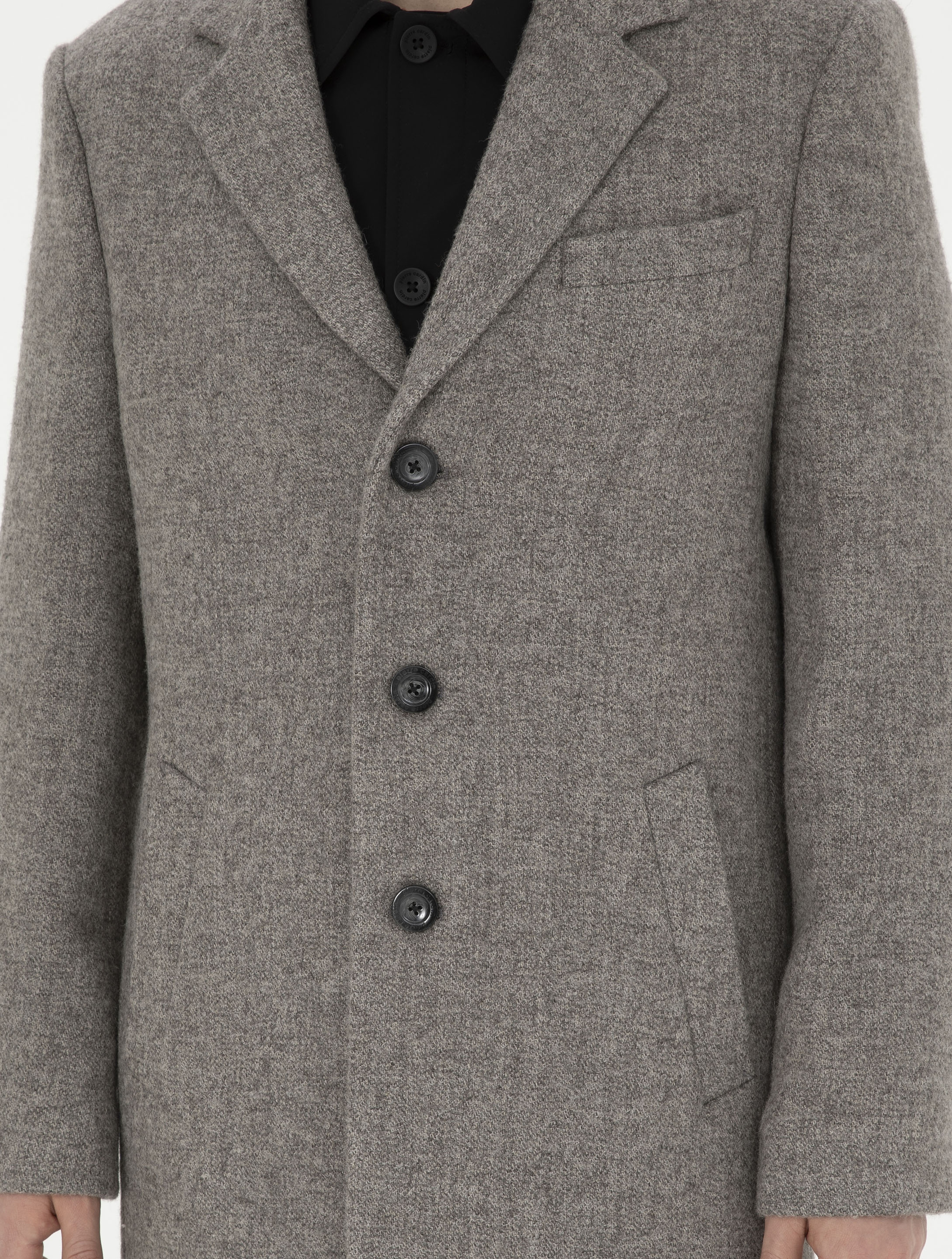 Gri Yün Karışımlı Slim Fit Kaşe Kaban - Image 6