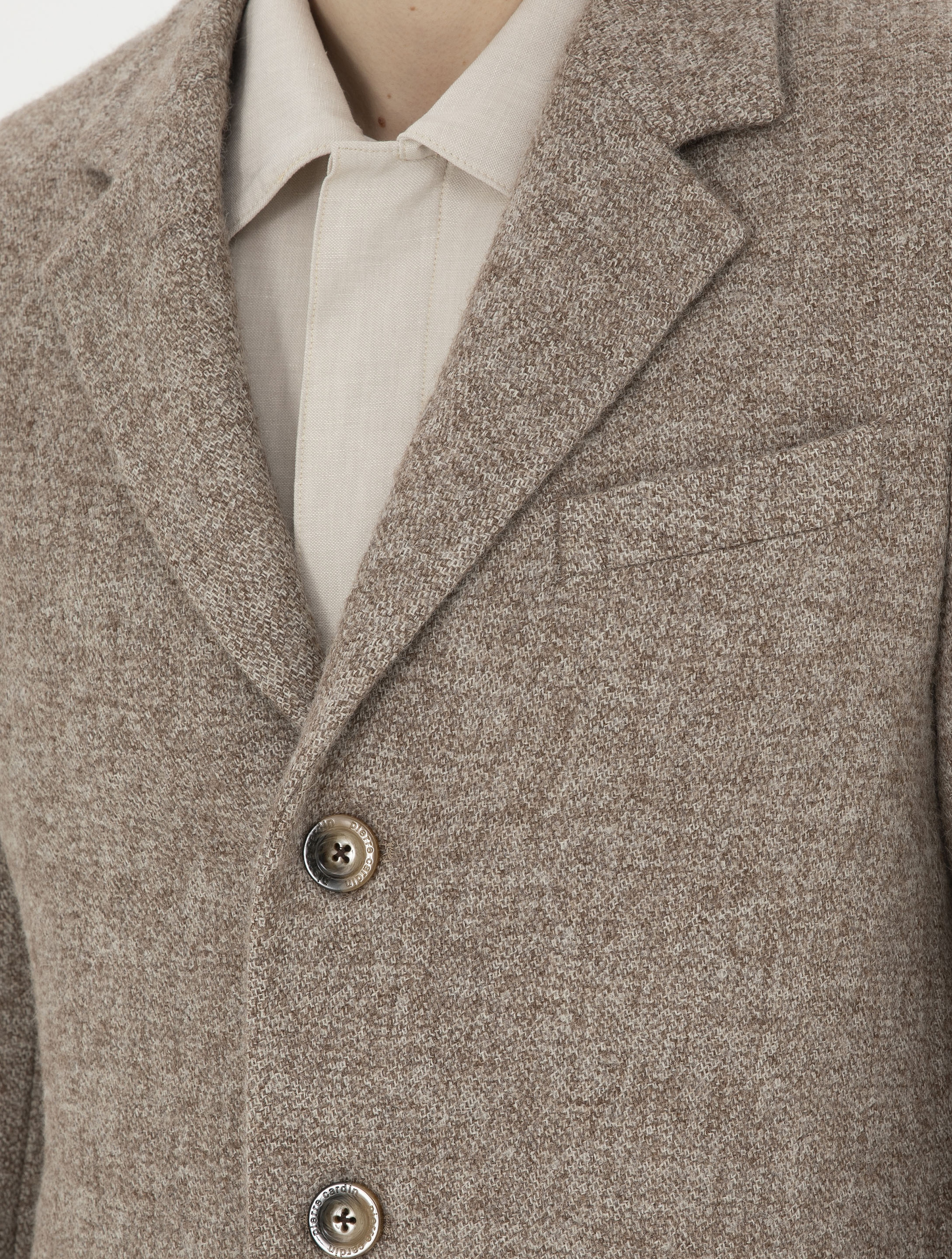 Kahverengi Yün Karışımlı Slim Fit Kaşe Kaban - Image 7
