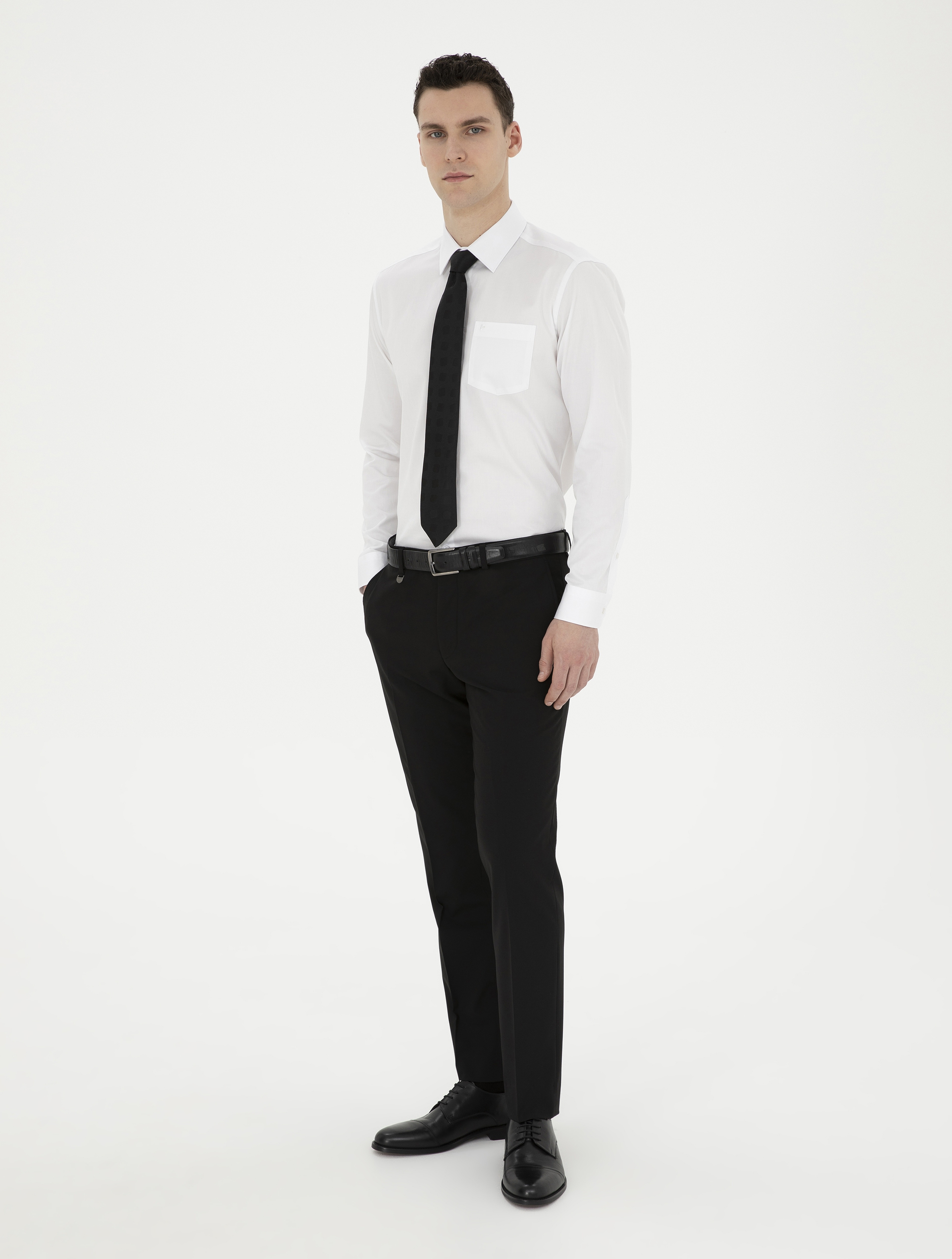 Siyah Slim Fit Kumaş Pantolon - Image 3