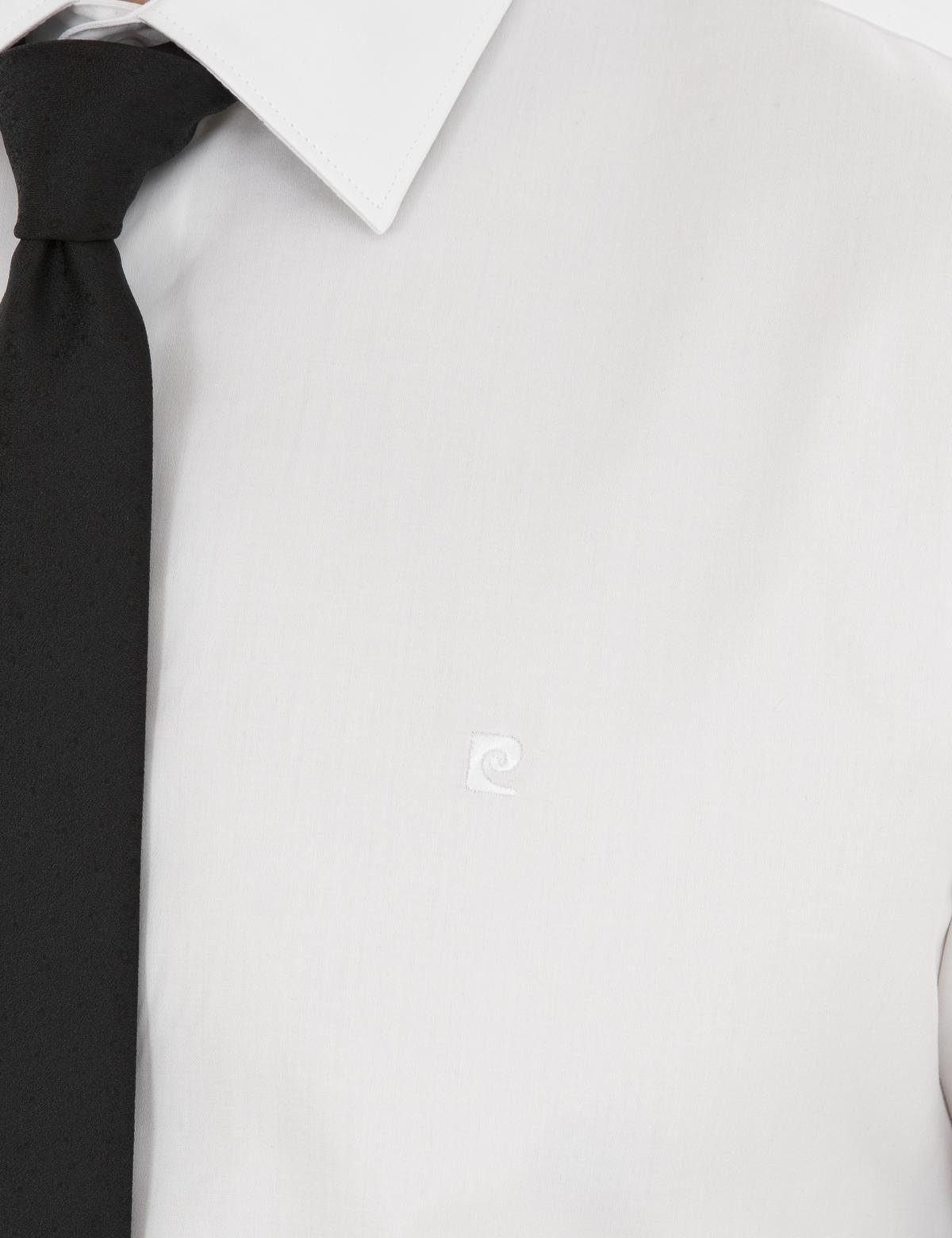 Beyaz Parlak Saten Slim Fit Uzun Kollu Basic Gömlek - 50286102017