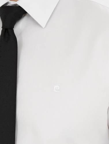 Beyaz %100 Pamuk Parlak Saten Slim Fit Uzun Kollu Basic Gömlek