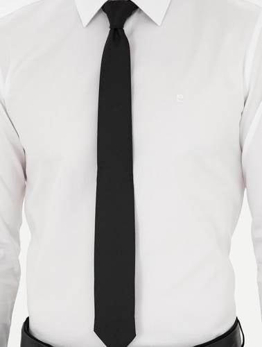 Beyaz %100 Pamuk Parlak Saten Slim Fit Uzun Kollu Basic Gömlek