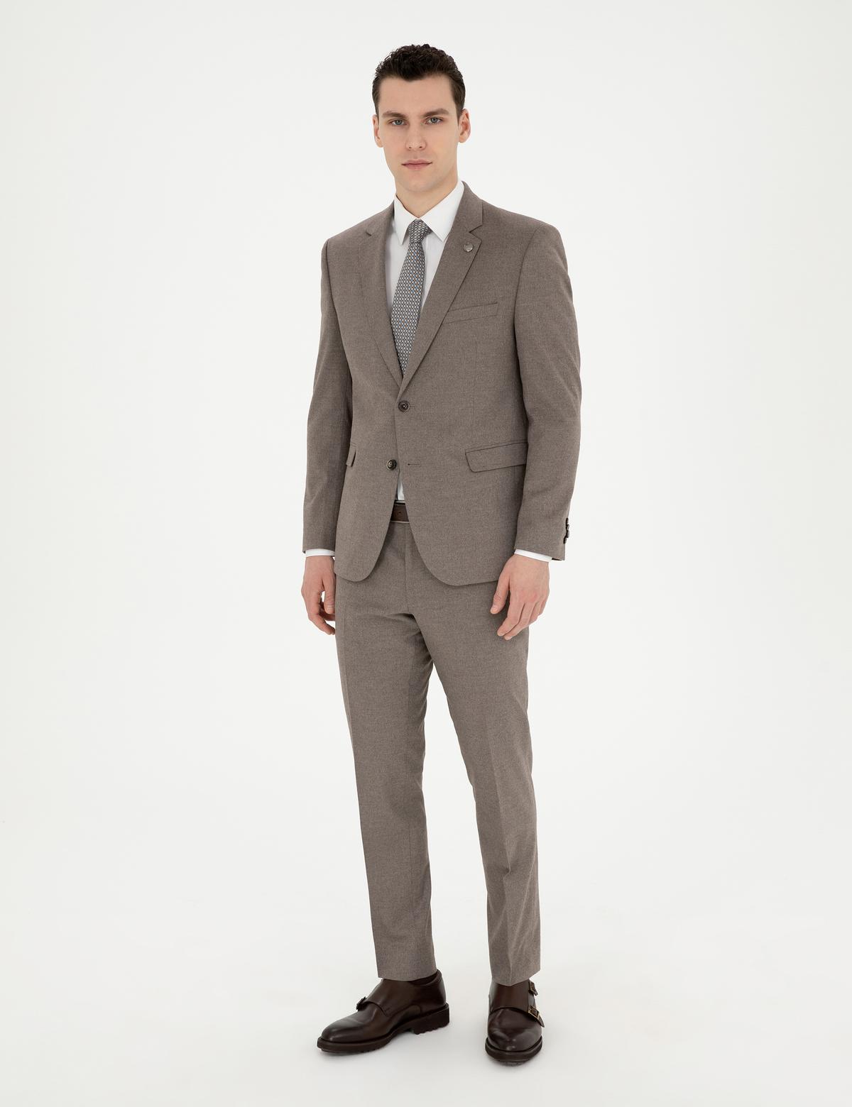 Açık Kahverengi Slim Fit Takım Elbise - 50278891083