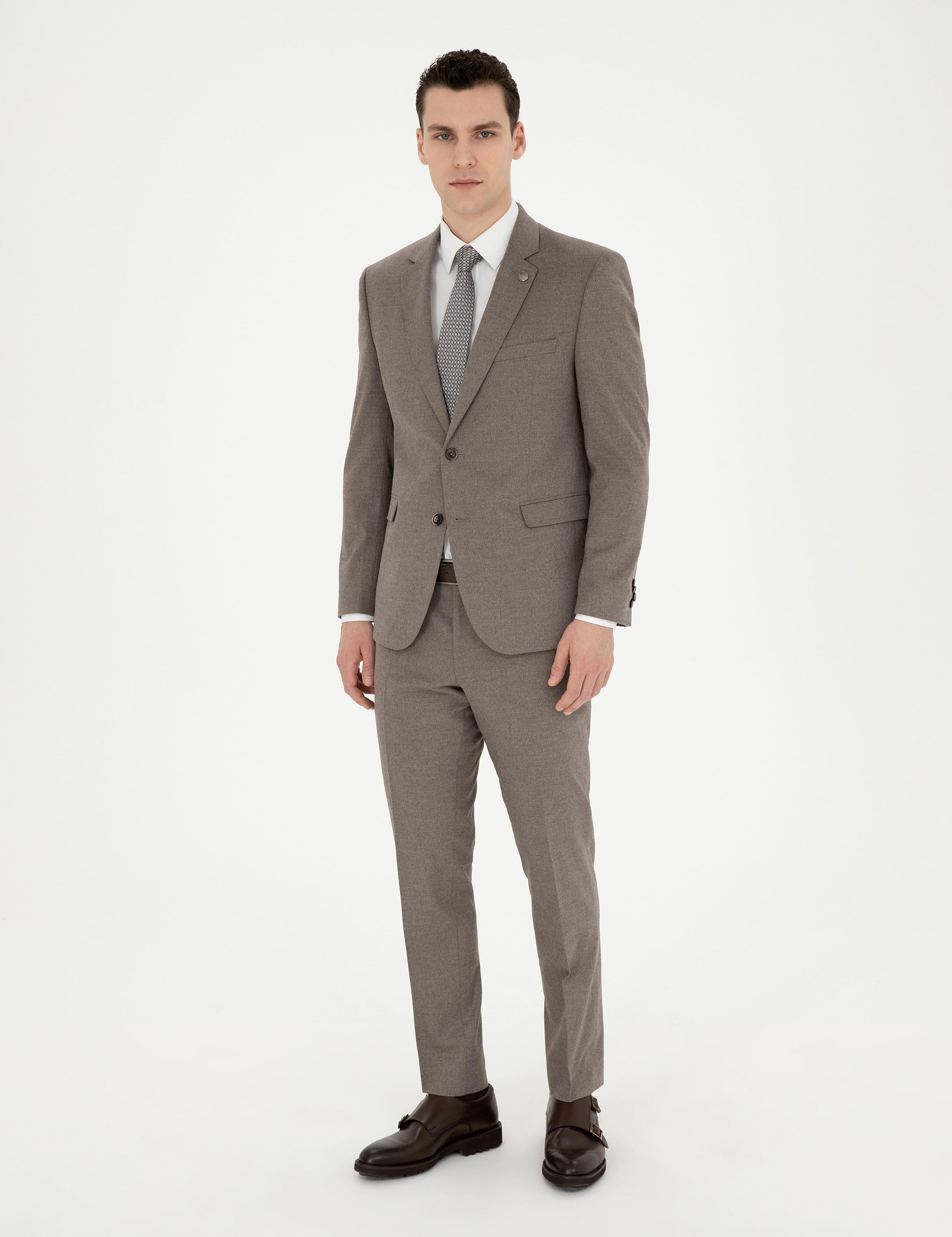 Açık Kahverengi Slim Fit Takım Elbise