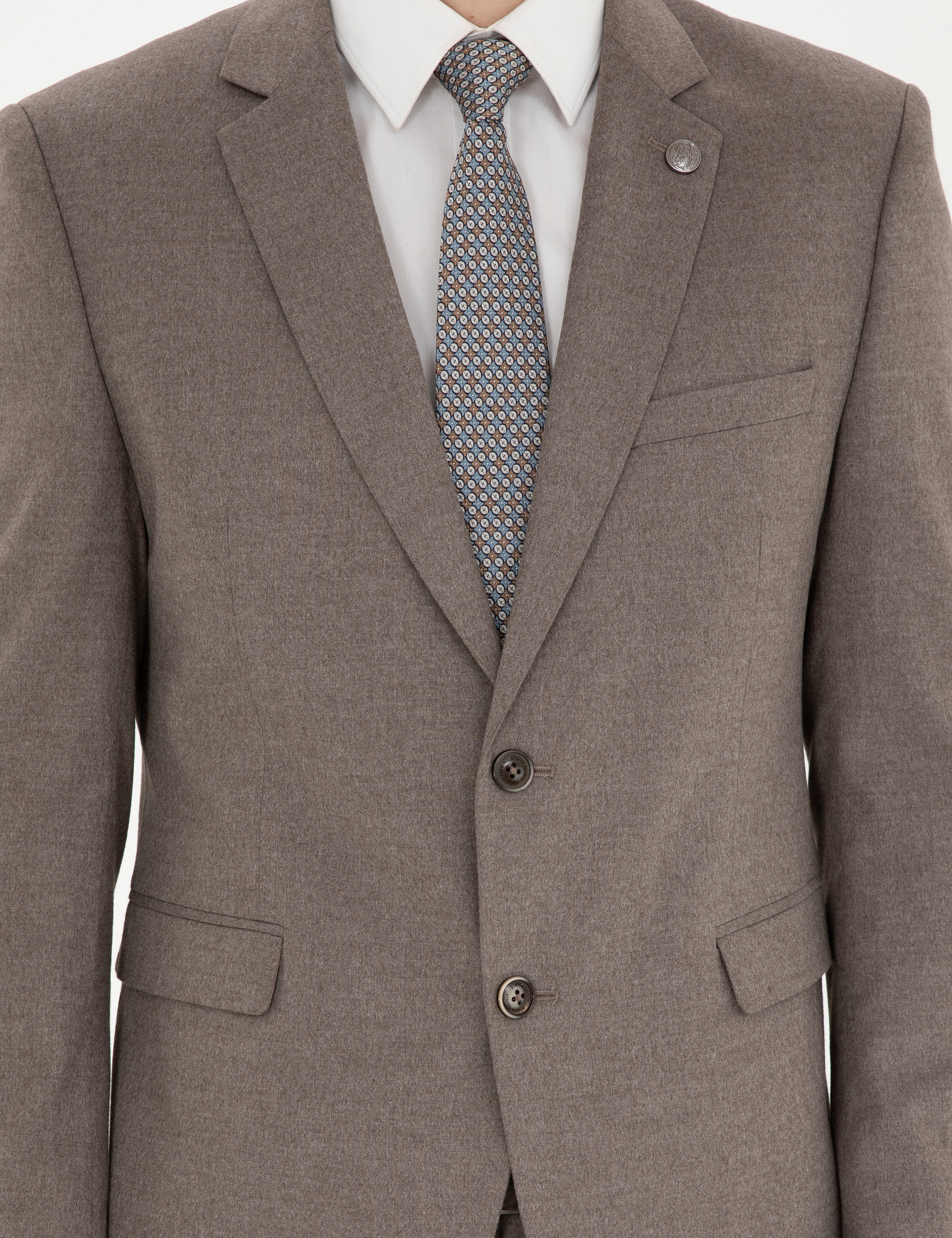 Açık Kahverengi Slim Fit Takım Elbise