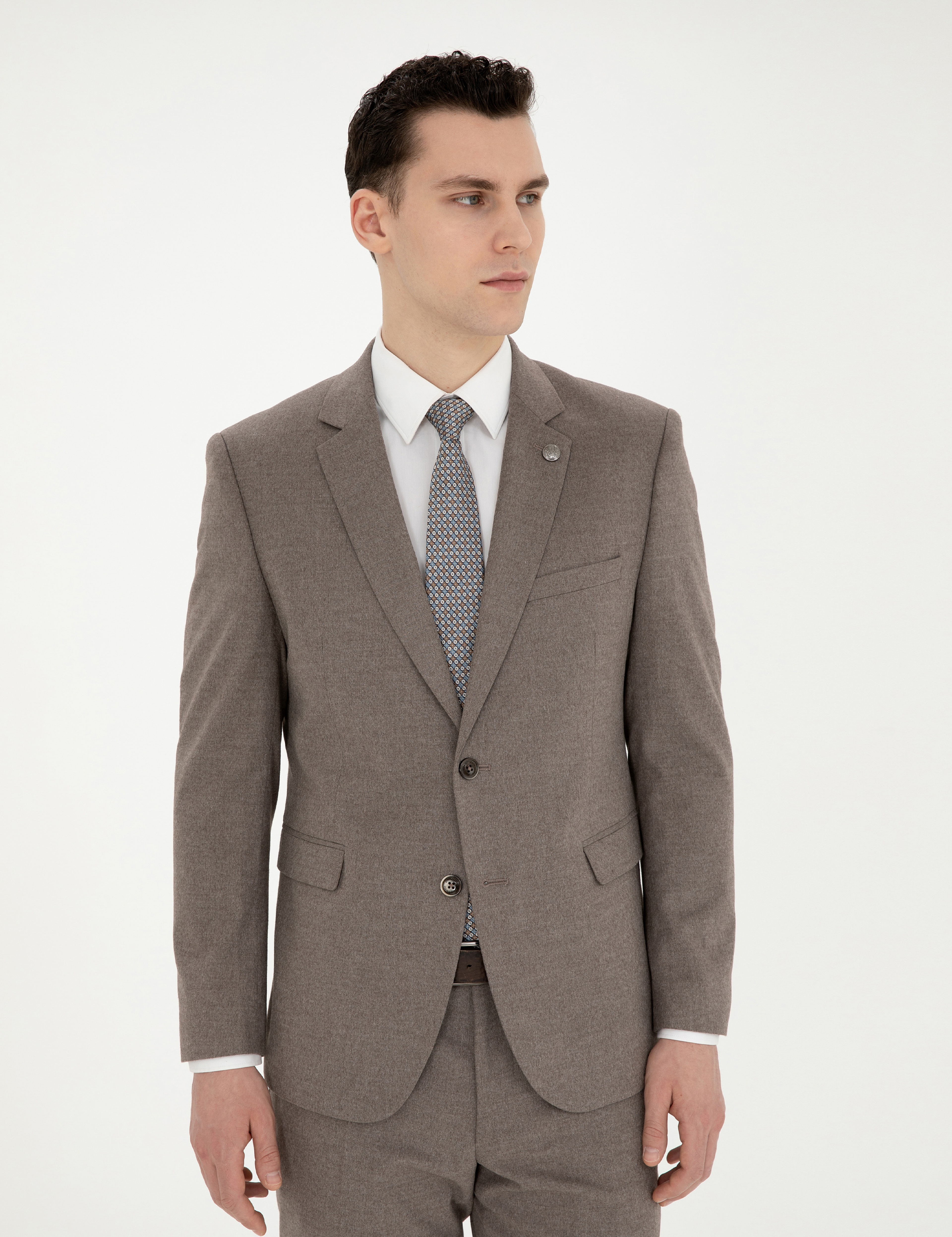 Açık Kahverengi Slim Fit Takım Elbise - Image 4