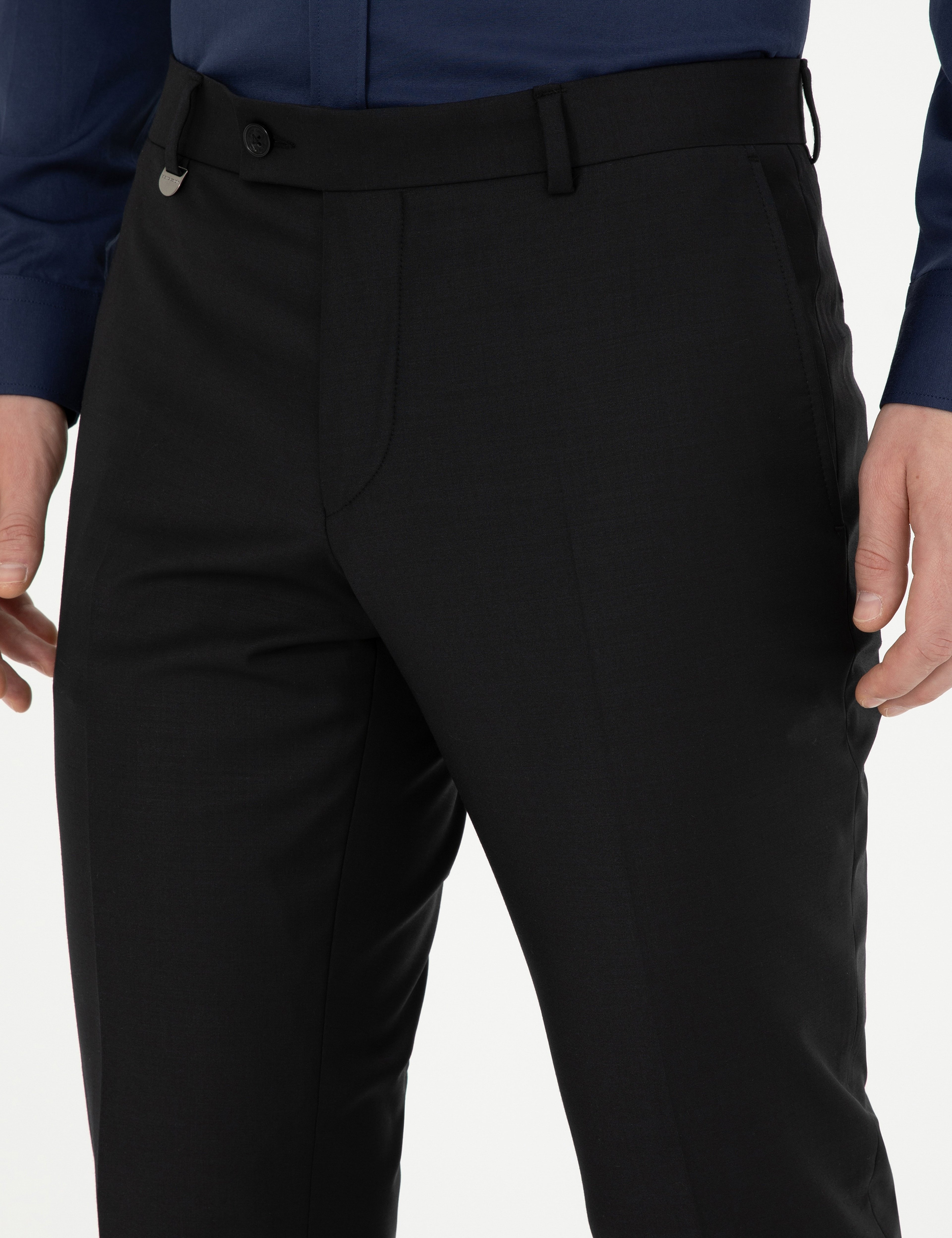 Siyah Slim Fit Kumaş Pantolon - Image 5