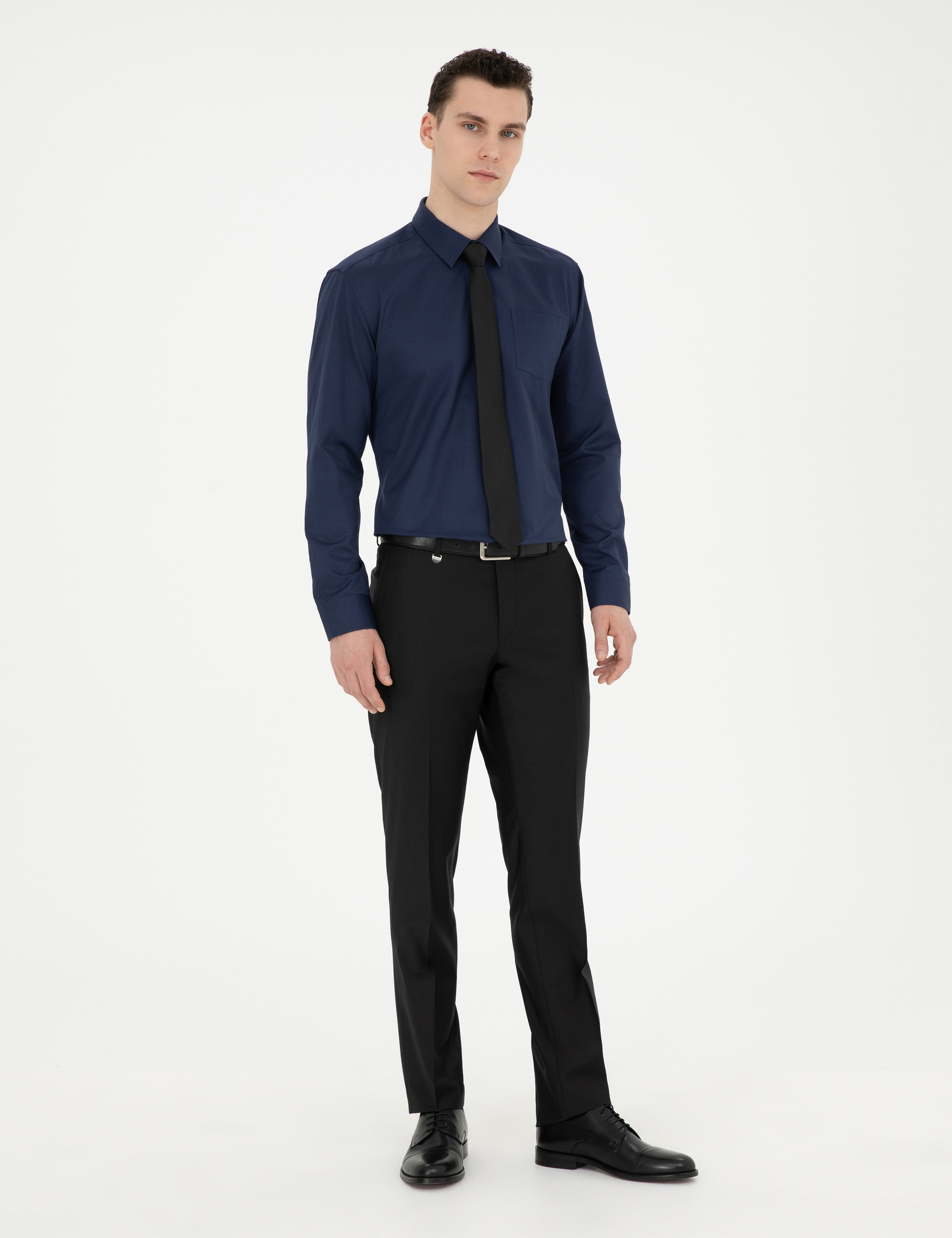 Siyah Slim Fit Kumaş Pantolon - Image 3