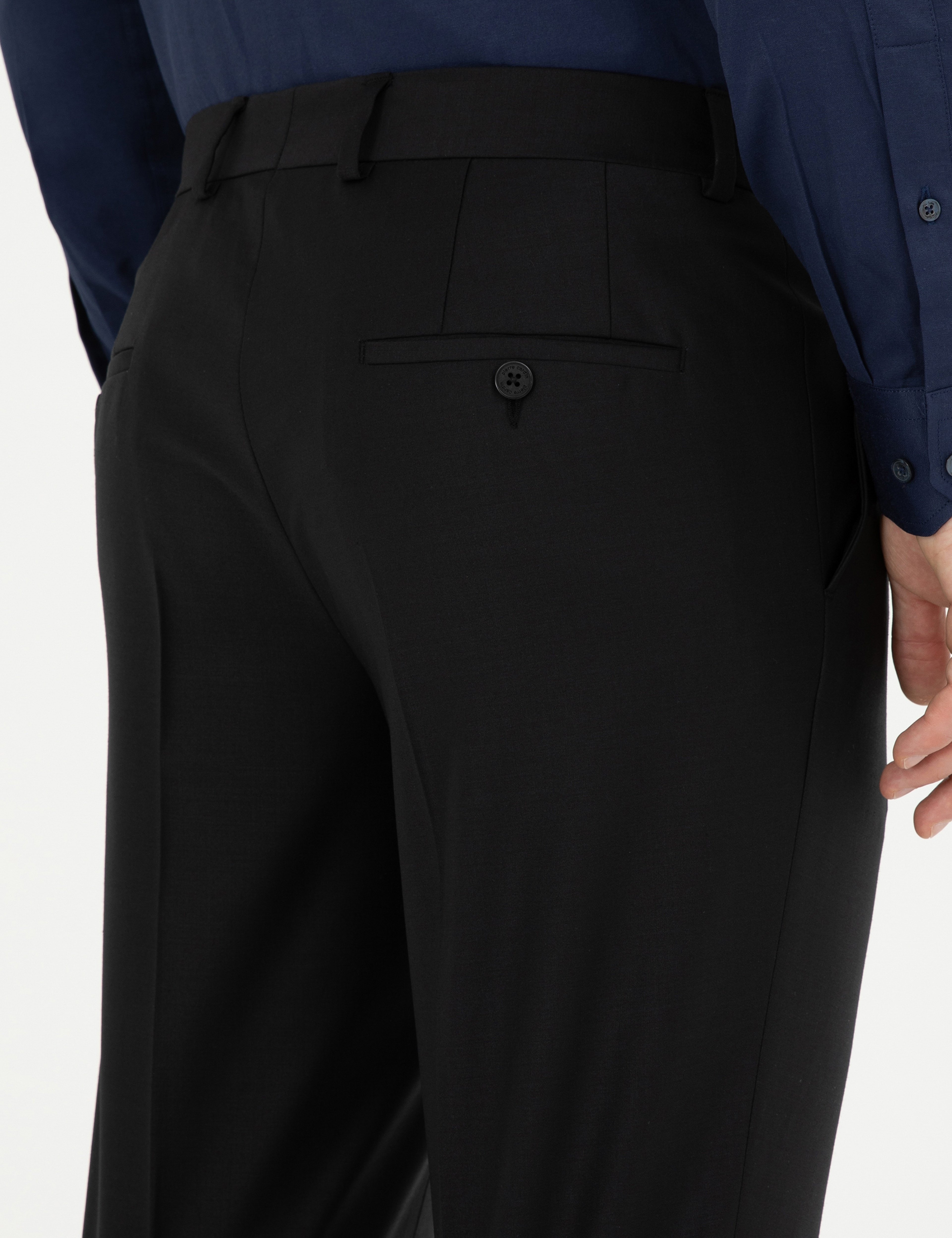 Siyah Slim Fit Kumaş Pantolon - Image 7