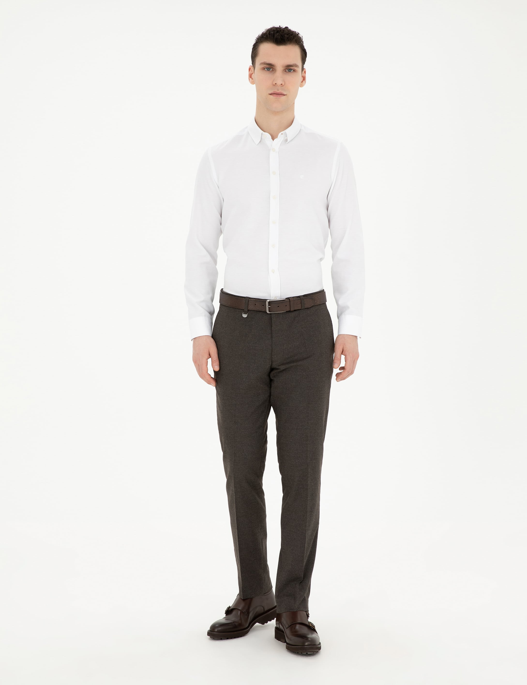 Kahverengi Slim Fit Kumaş Pantolon