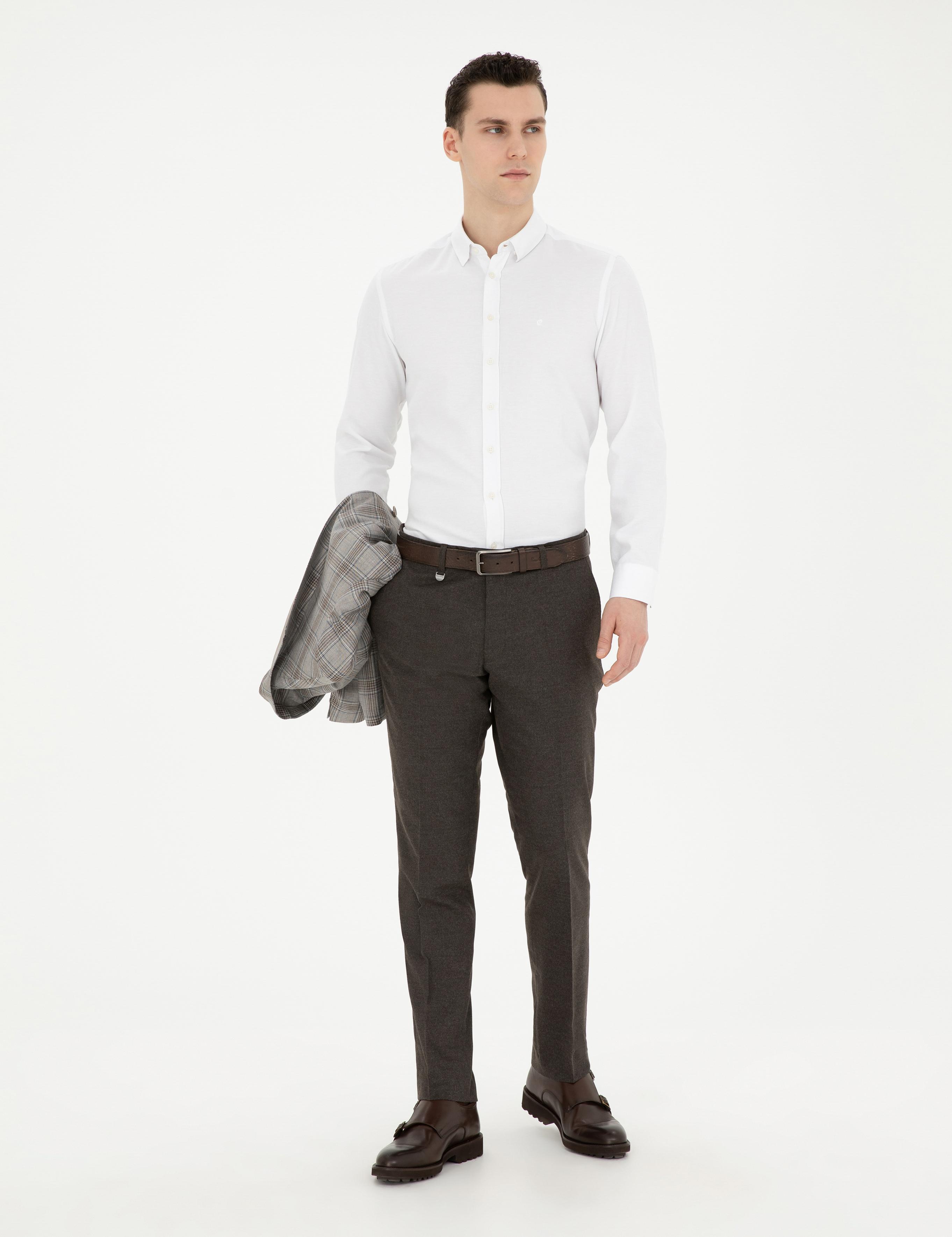 Kahverengi Slim Fit Kumaş Pantolon