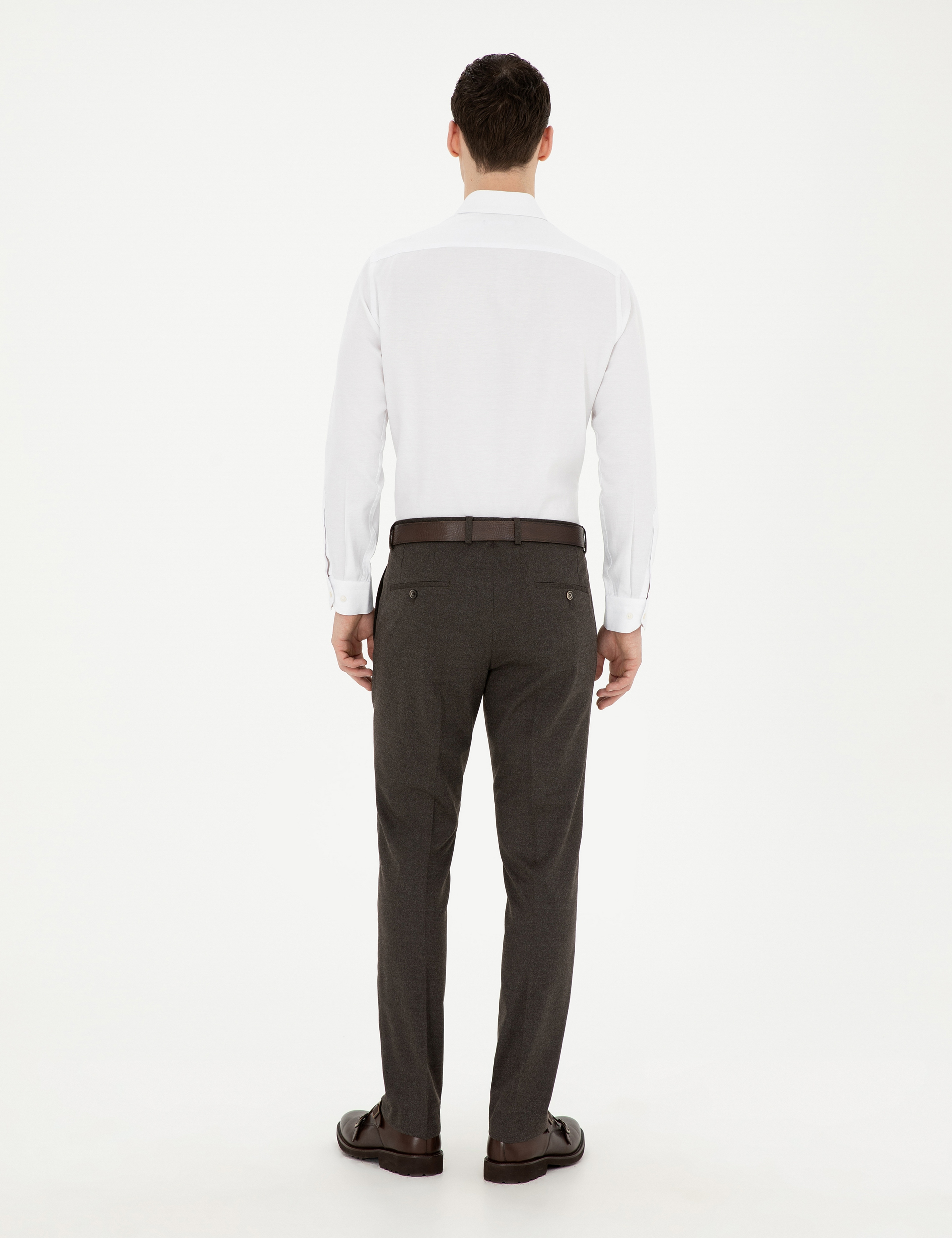 Kahverengi Slim Fit Kumaş Pantolon - Image 4
