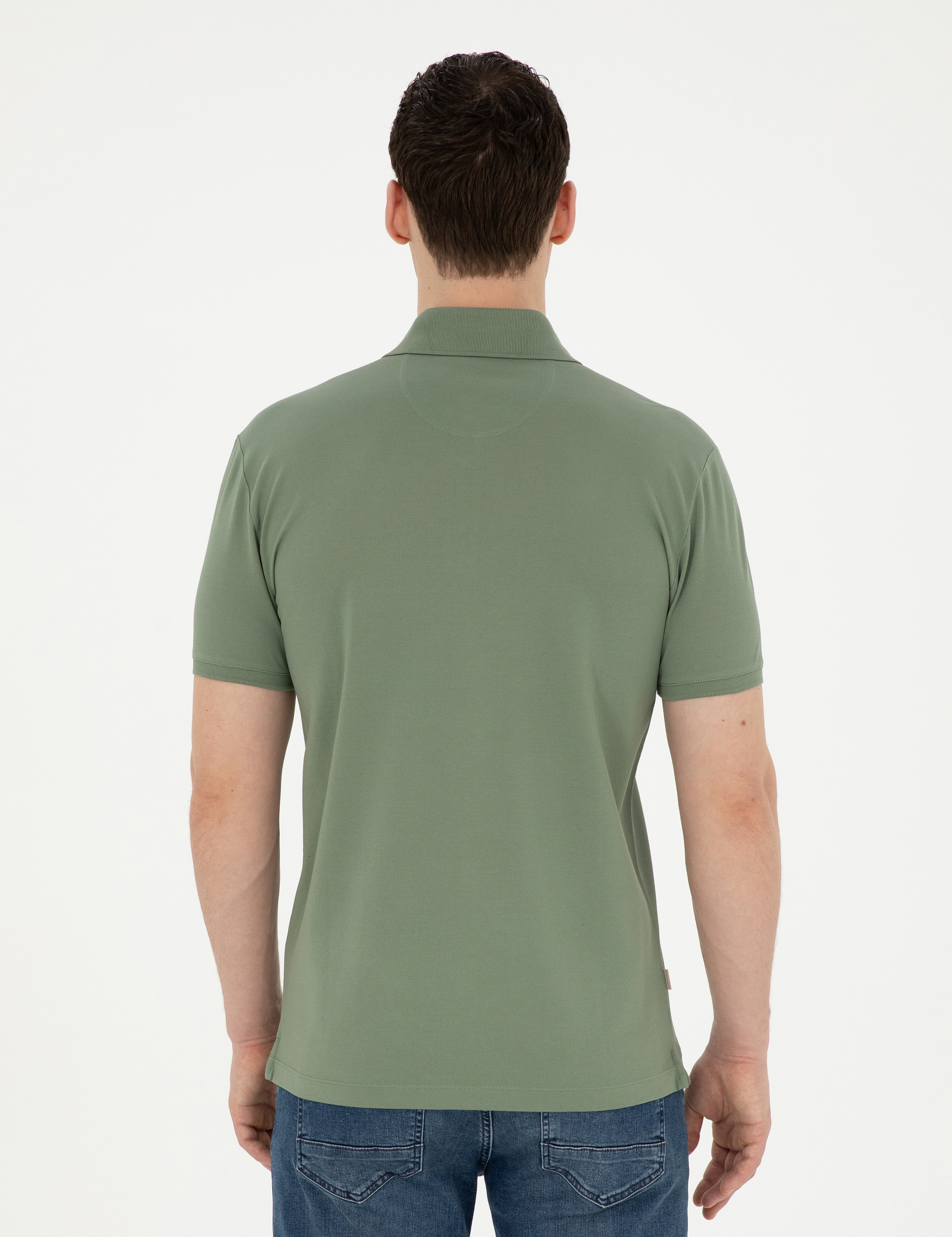 Haki Slim Fit Merserize Tişört - Image 5