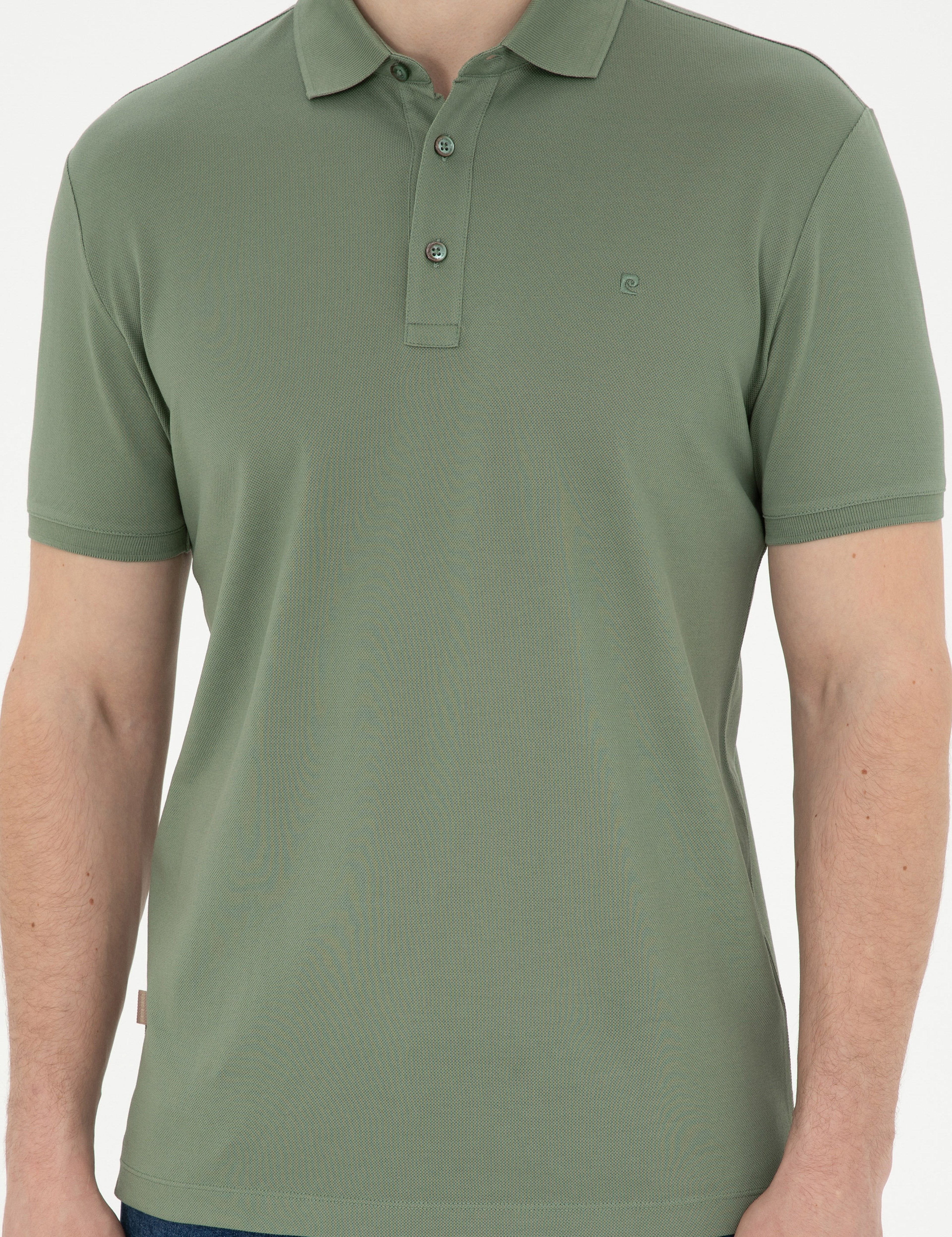 Haki Slim Fit Merserize Tişört - Image 6