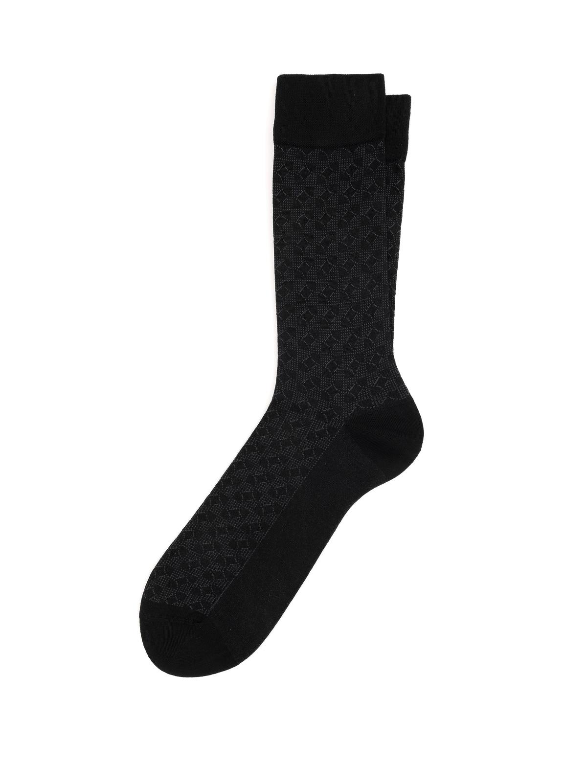 Erkek Bambu Karışımlı Siyah Soket Desenli Çorap - 50291771001