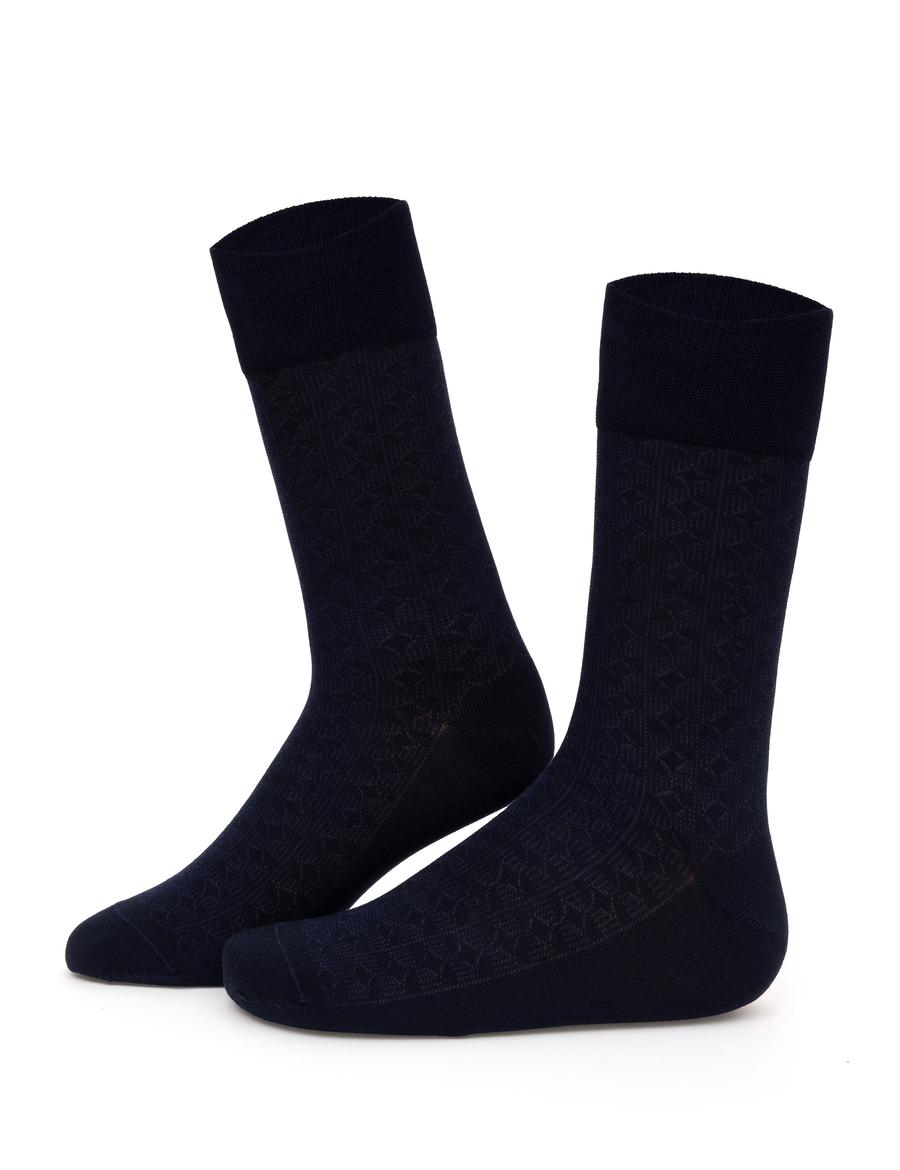 Erkek Bambu Karışımlı Lacivert Soket Desenli Çorap
