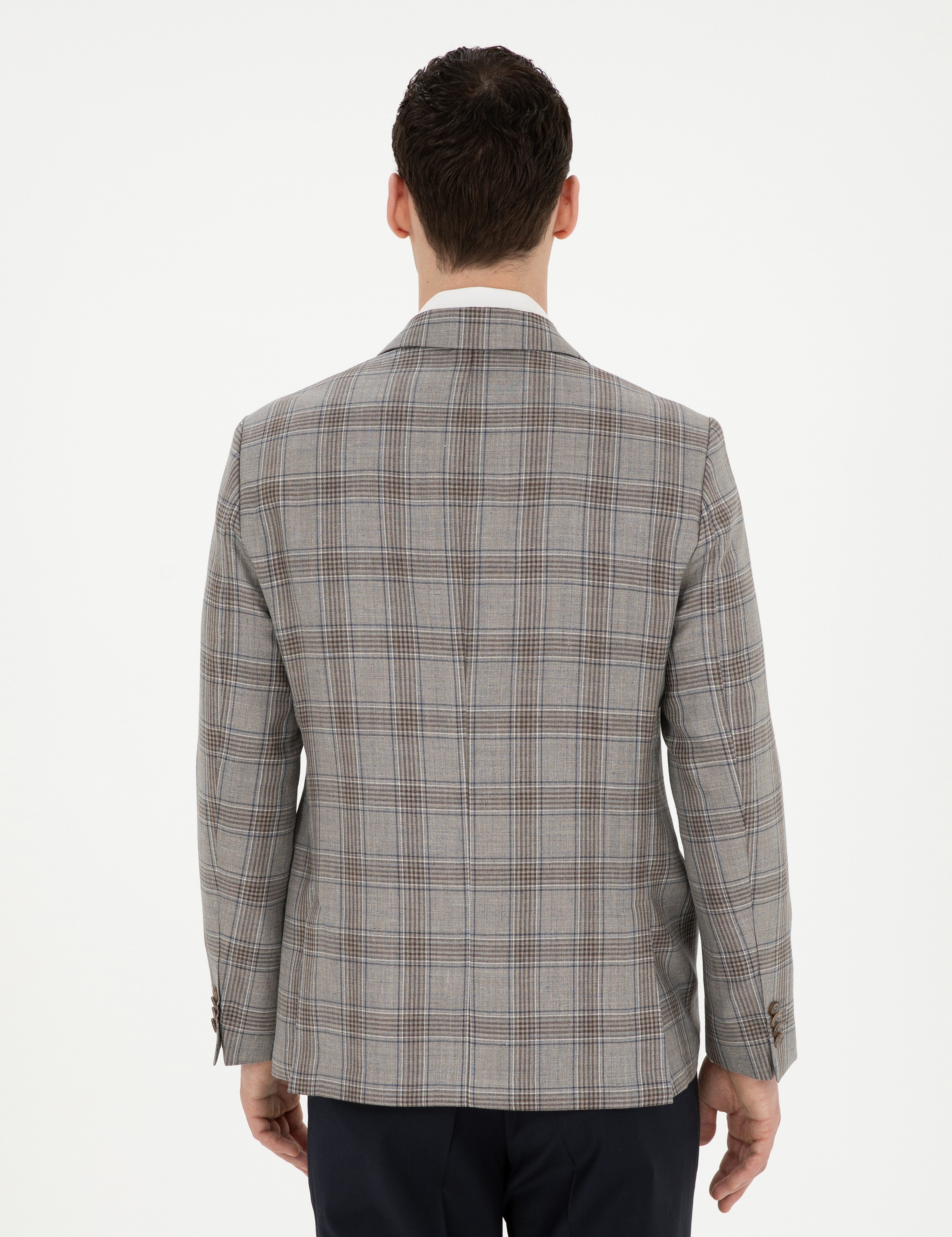 Açık Kahverengi Slim Fit Yün İpek Karışımlı Ceket - Image 5