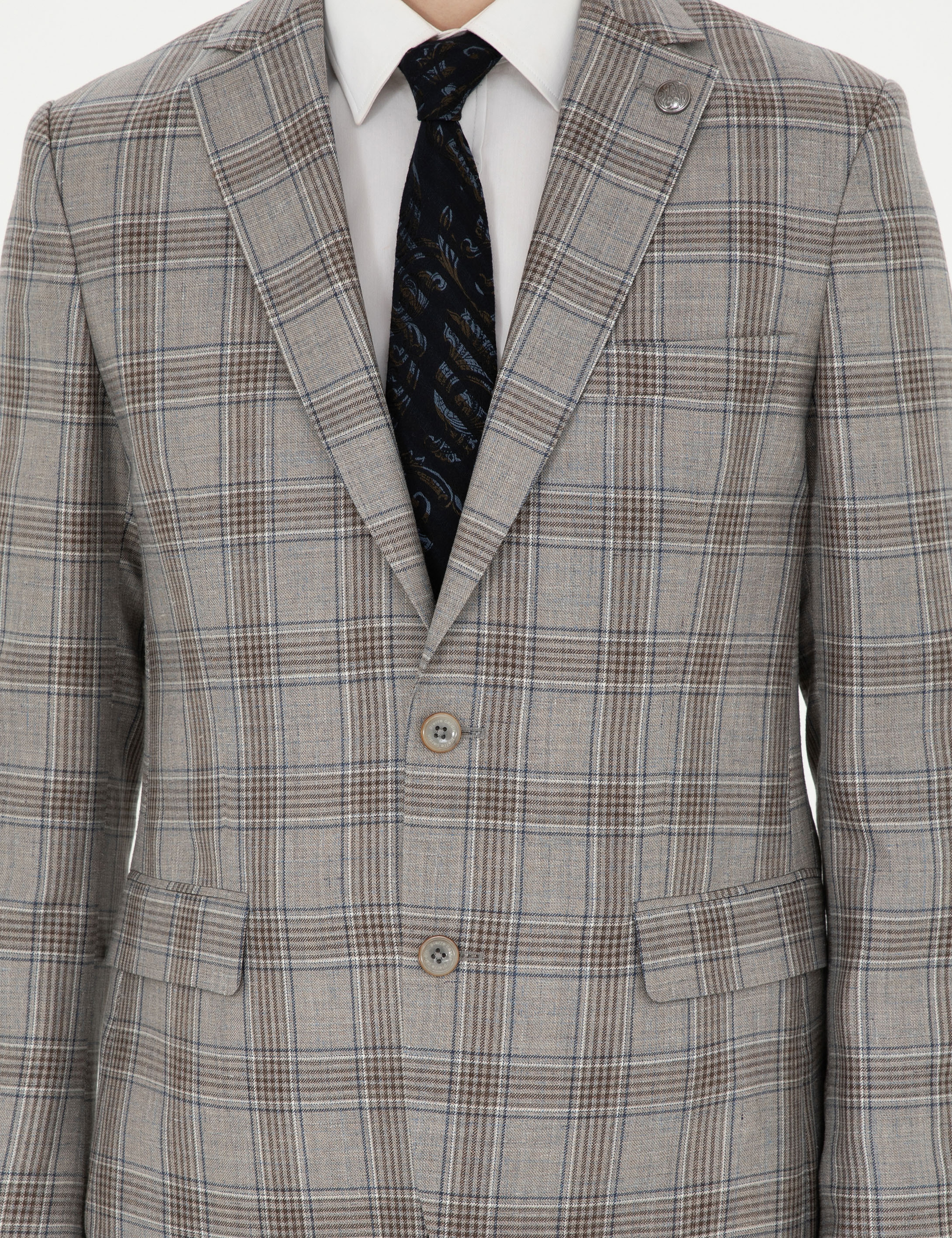 Açık Kahverengi Slim Fit Yün İpek Karışımlı Ceket - Image 6