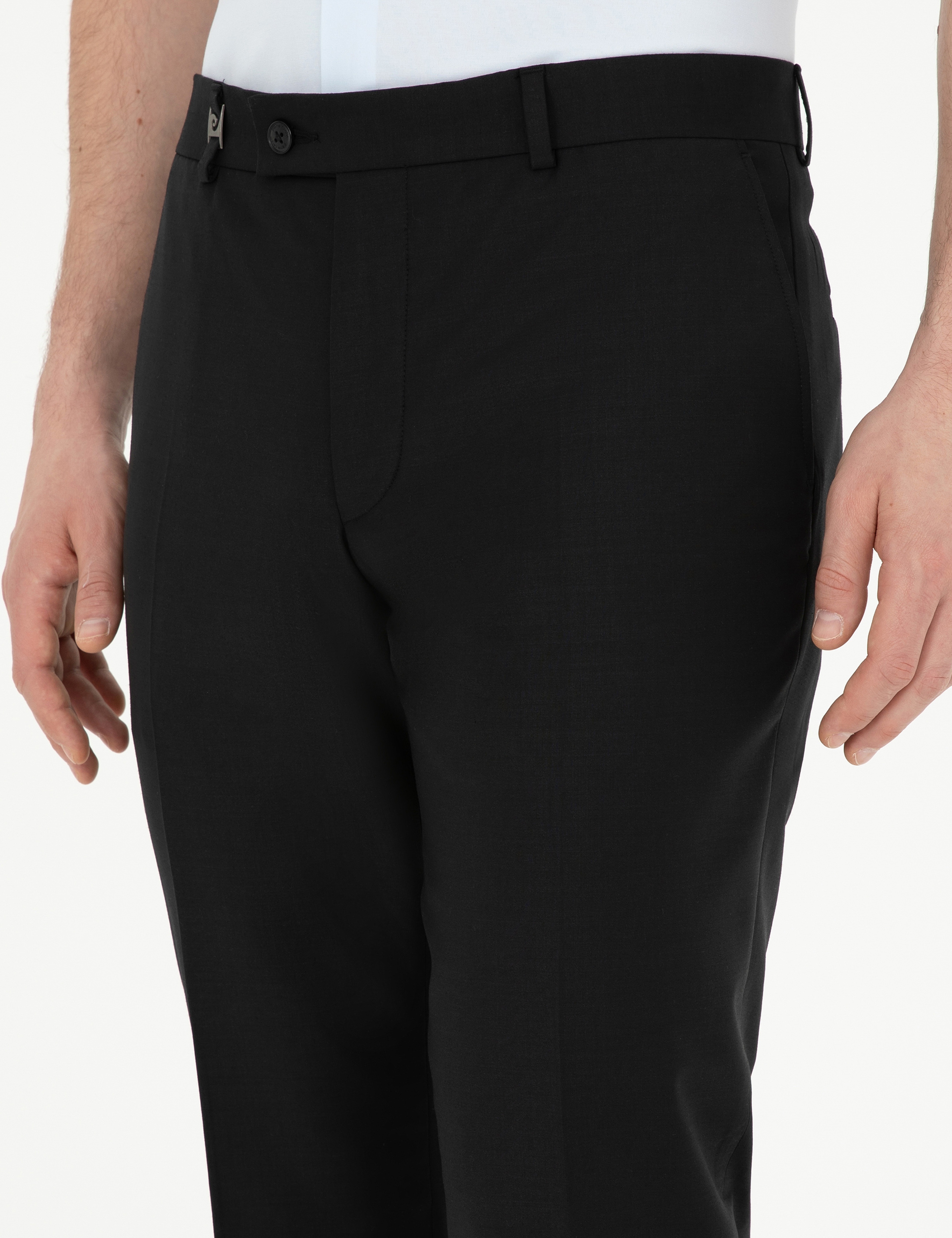 Siyah Slim Fit Kumaş Pantolon - Image 5