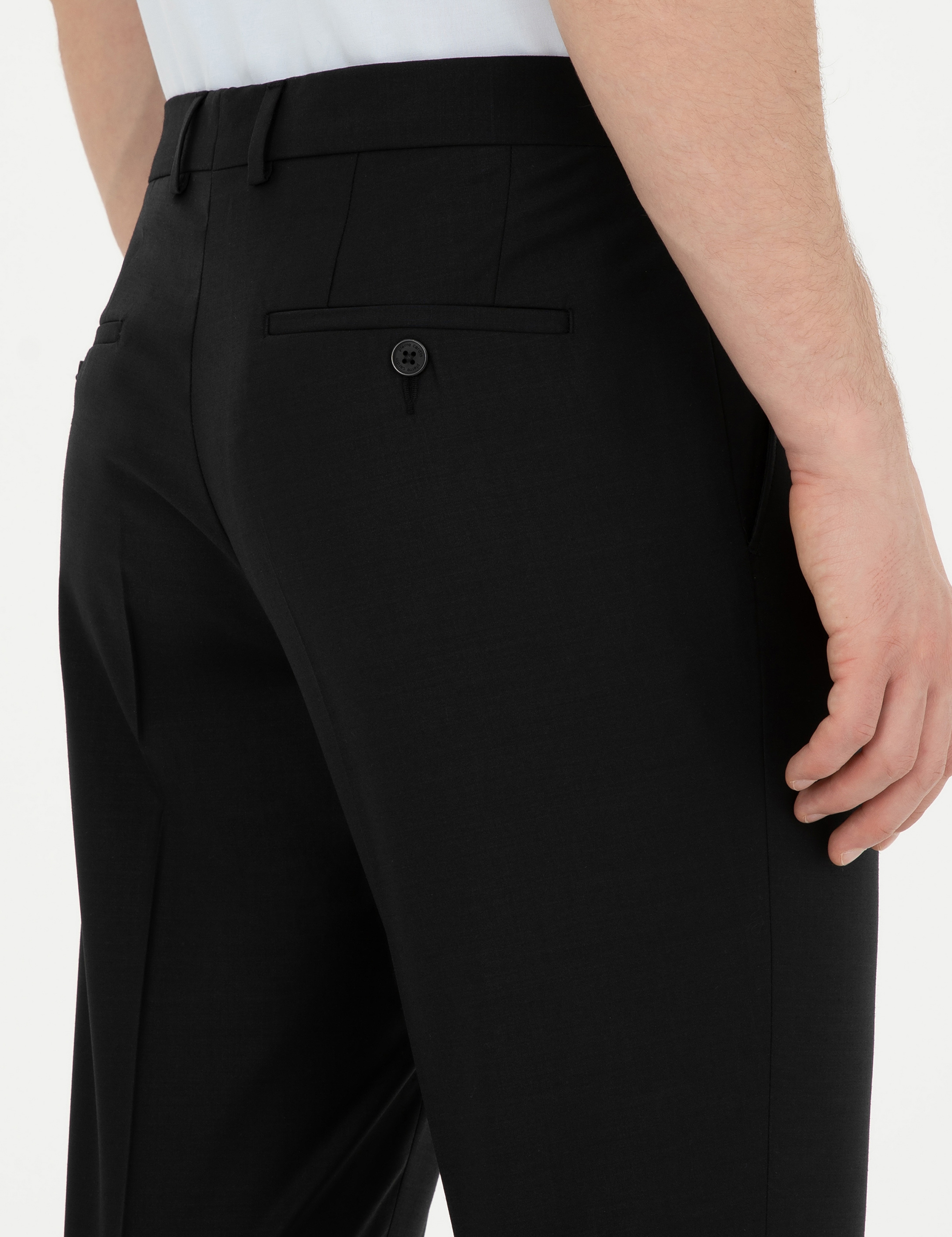 Siyah Slim Fit Kumaş Pantolon - Image 7