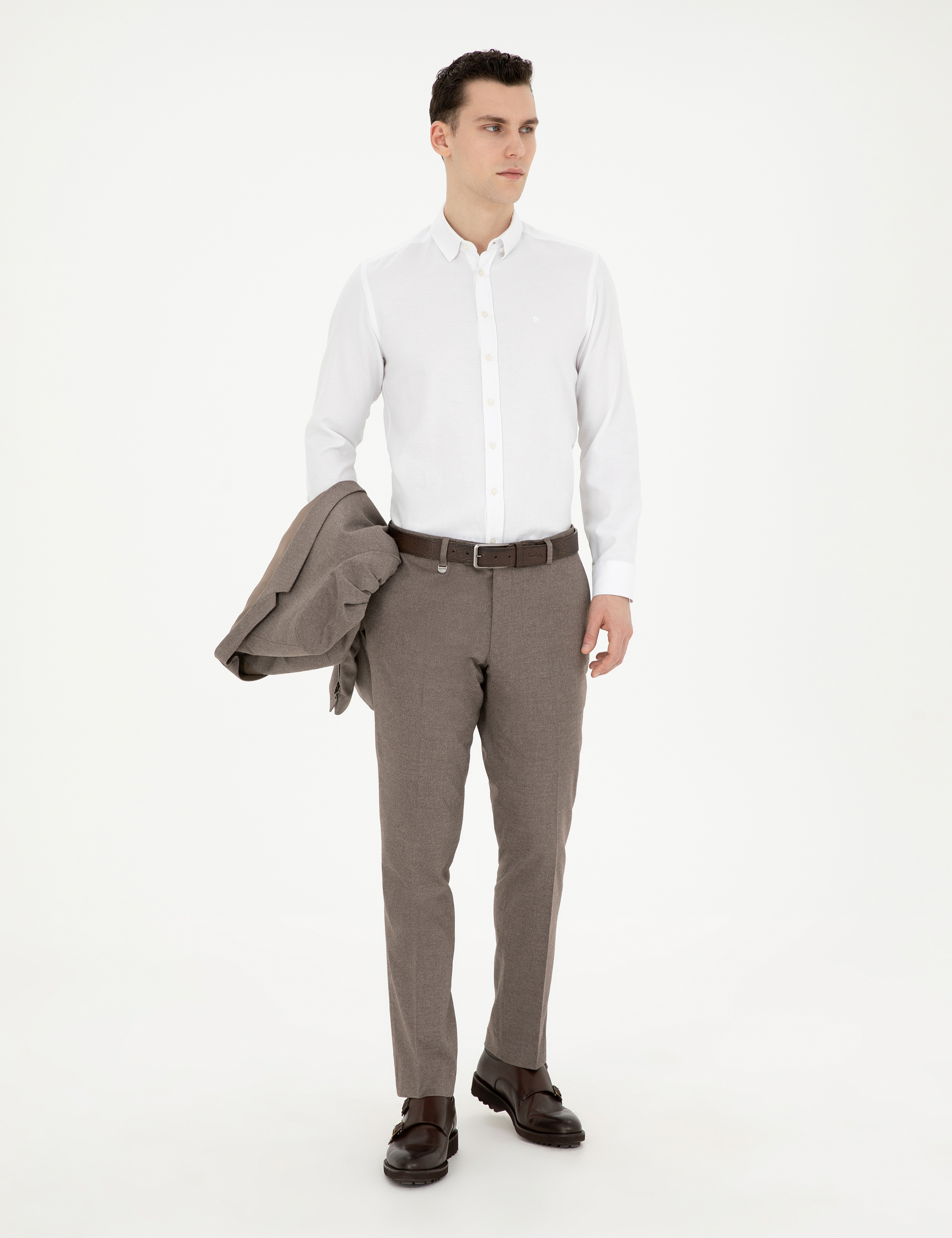 Açık Kahverengi Slim Fit Kumaş Pantolon - Image 1