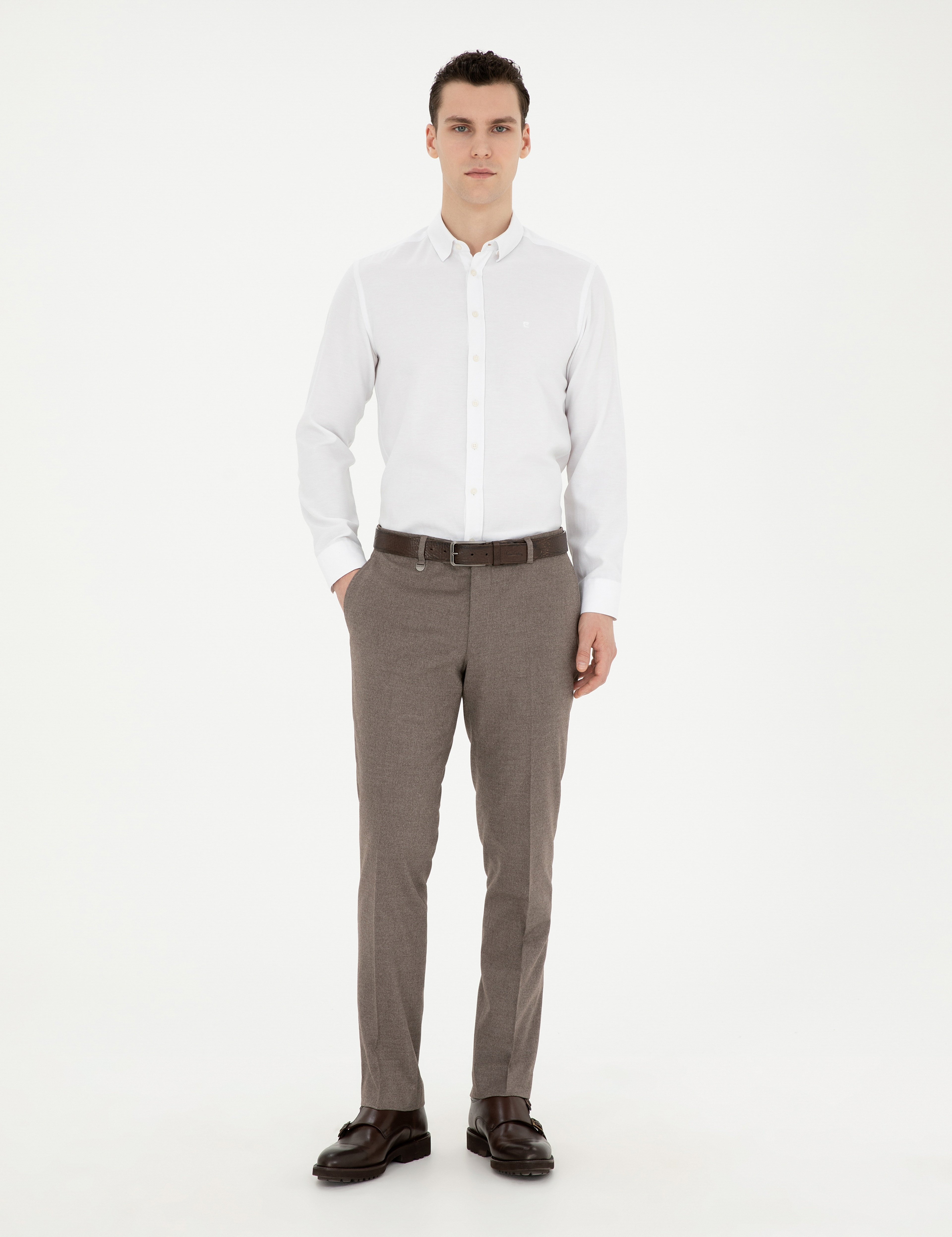 Açık Kahverengi Slim Fit Kumaş Pantolon - Image 3