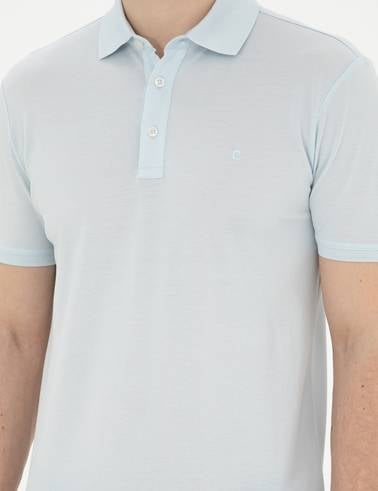 Açık Mavi Slim Fit %100 Pamuk Merserize Tişört