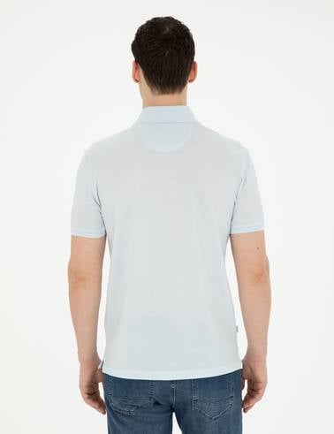 Açık Mavi Slim Fit %100 Pamuk Merserize Tişört