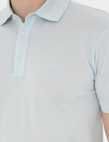 Açık Mavi Slim Fit %100 Pamuk Merserize Tişört