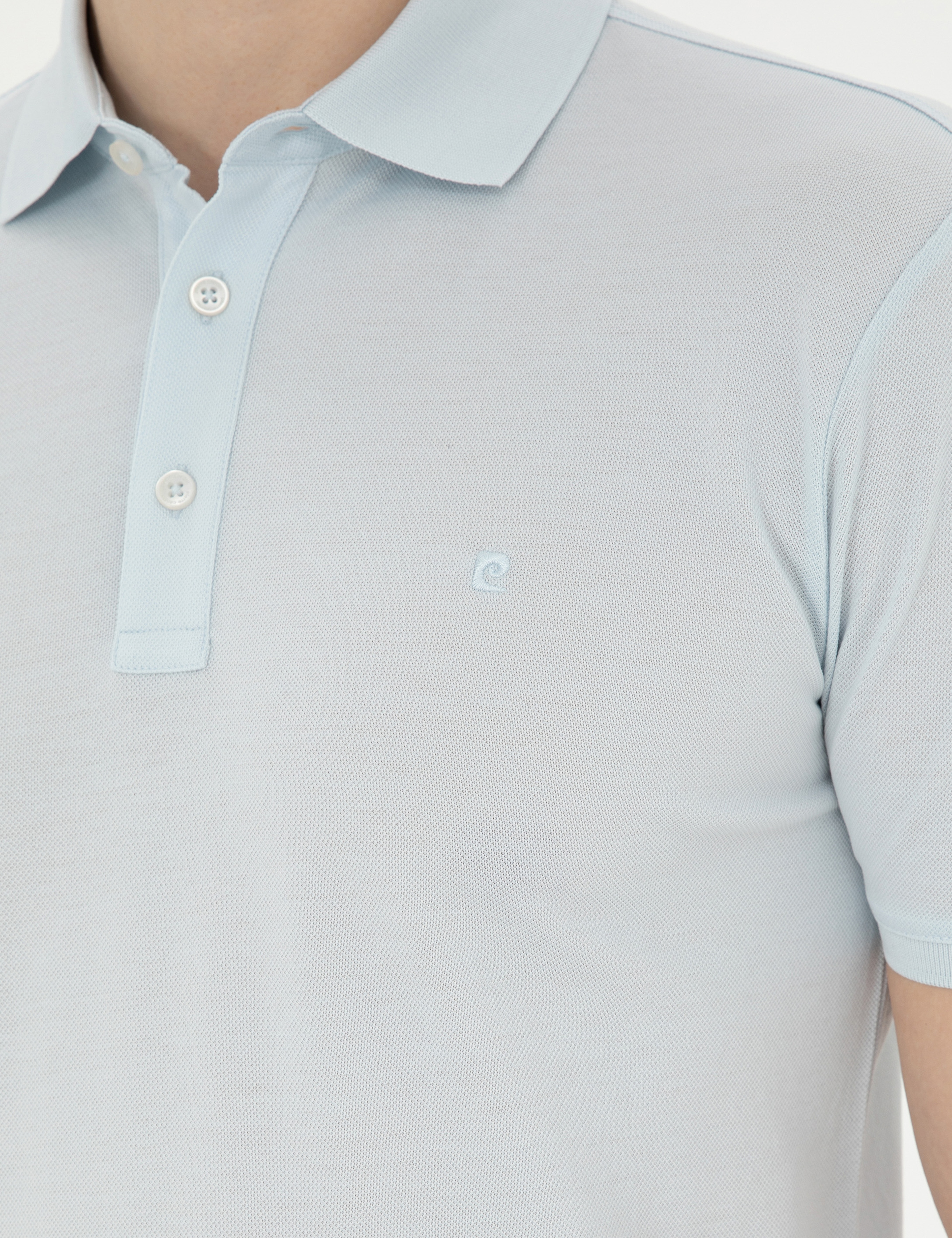 Açık Mavi Slim Fit %100 Pamuk Merserize Tişört