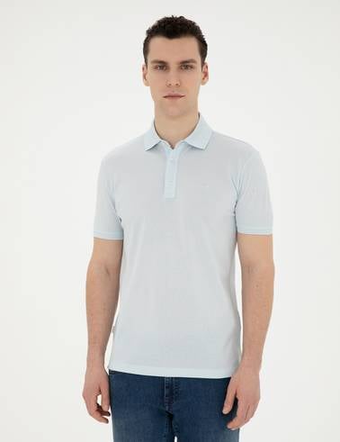 Açık Mavi Slim Fit %100 Pamuk Merserize Tişört