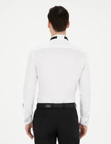 Beyaz Ekstra Slim Fit Smokin Gömlek