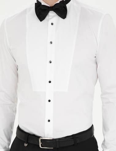 Beyaz Ekstra Slim Fit Smokin Gömlek