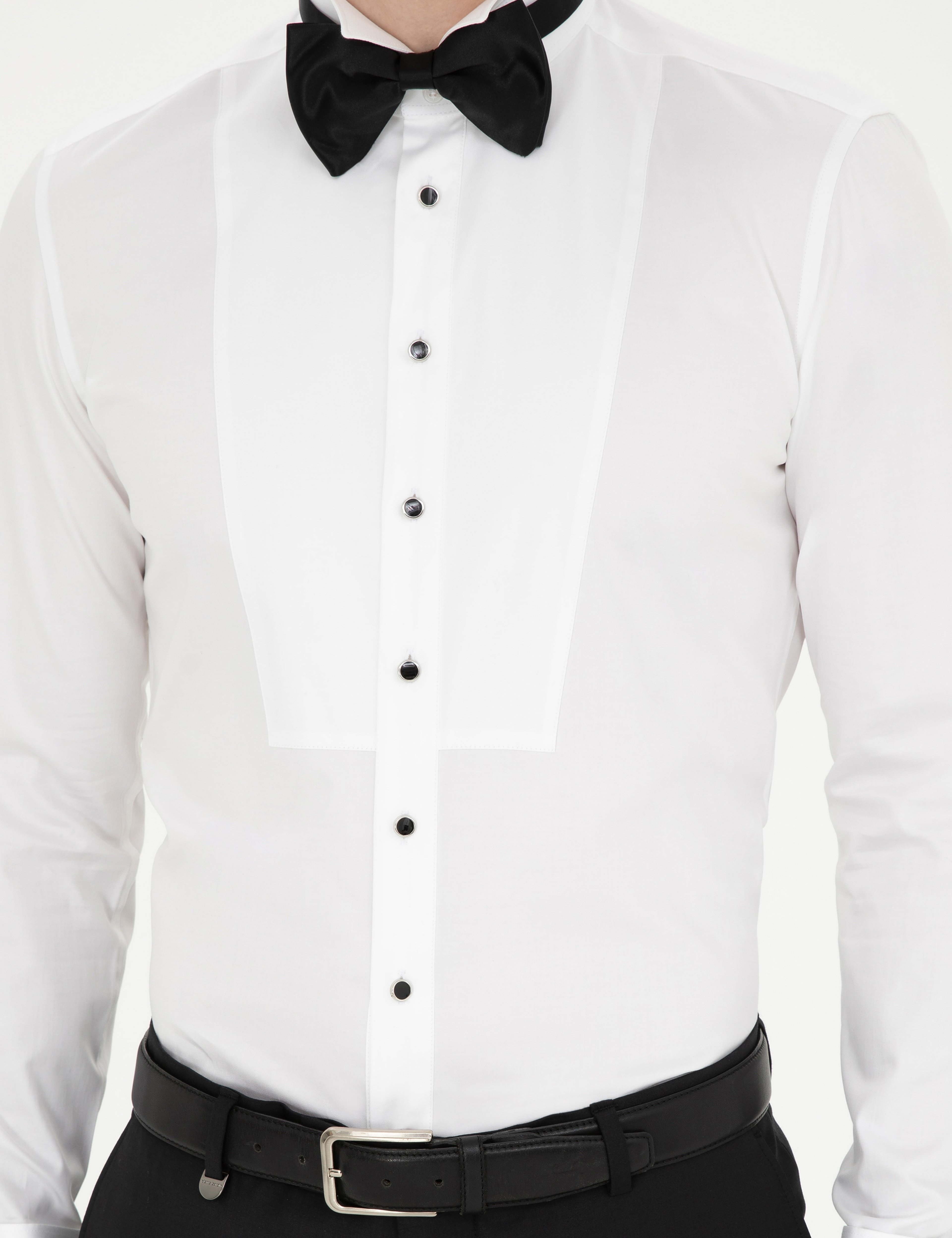 Beyaz Ekstra Slim Fit Smokin Gömlek - Image 6