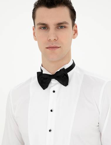 Beyaz Ekstra Slim Fit Smokin Gömlek