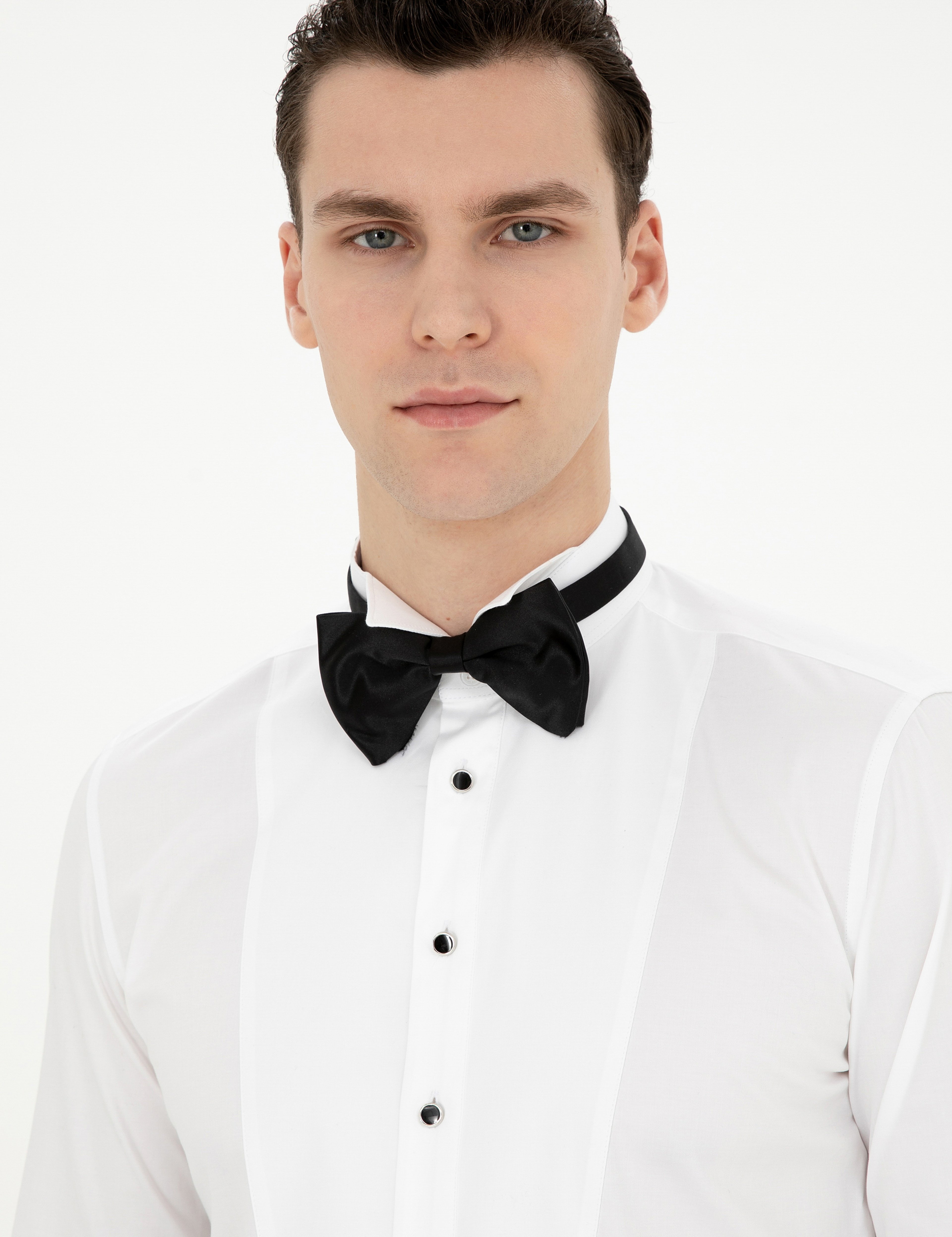 Beyaz Ekstra Slim Fit Smokin Gömlek