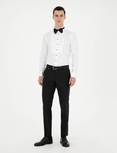 Beyaz Ekstra Slim Fit Smokin Gömlek