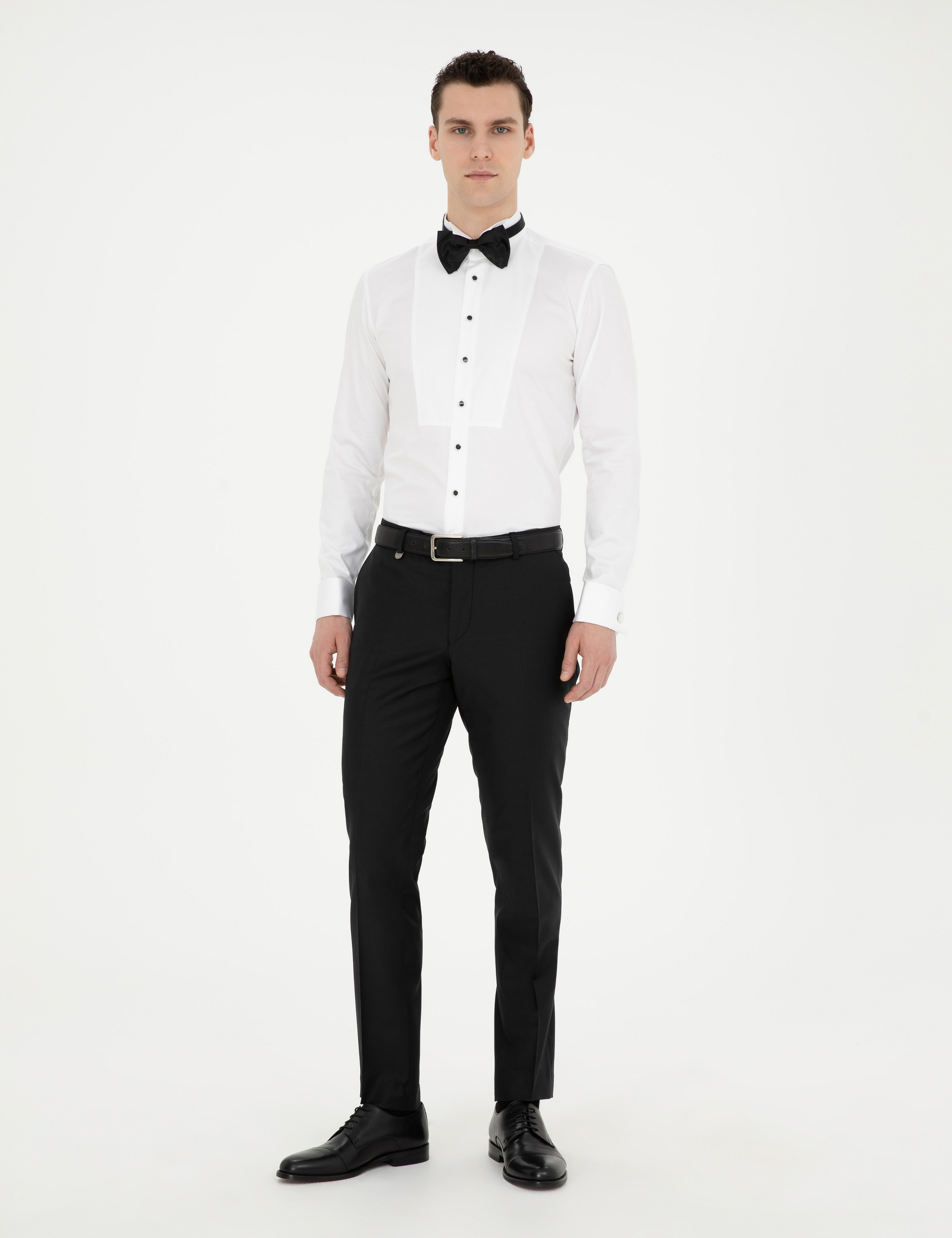 Beyaz Ekstra Slim Fit Smokin Gömlek
