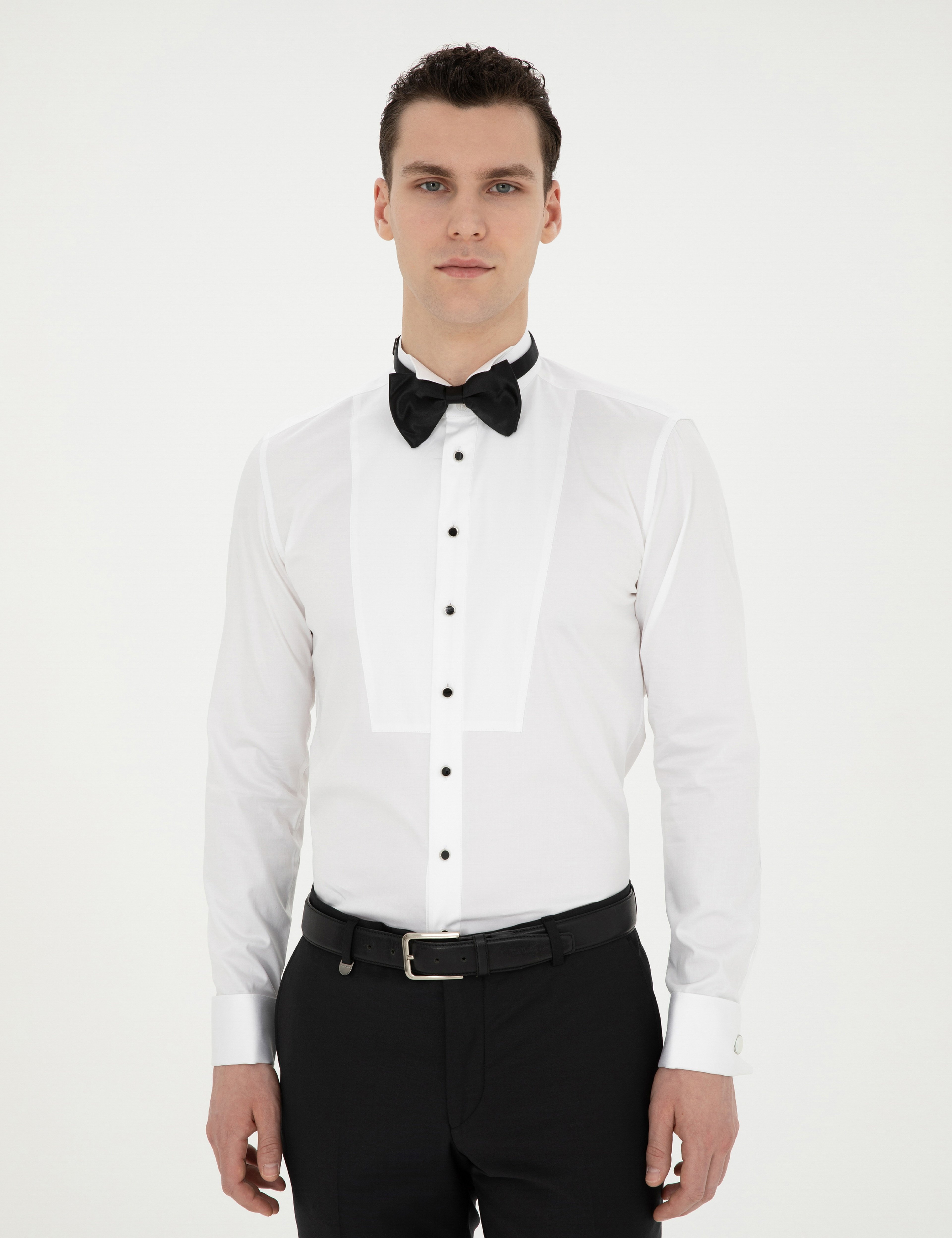 Beyaz Ekstra Slim Fit Smokin Gömlek