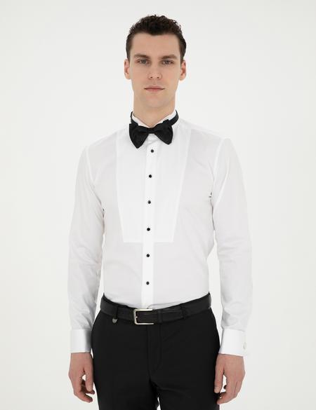 Beyaz Ex. Slim Fit Smokin Gömlek - 50287773007