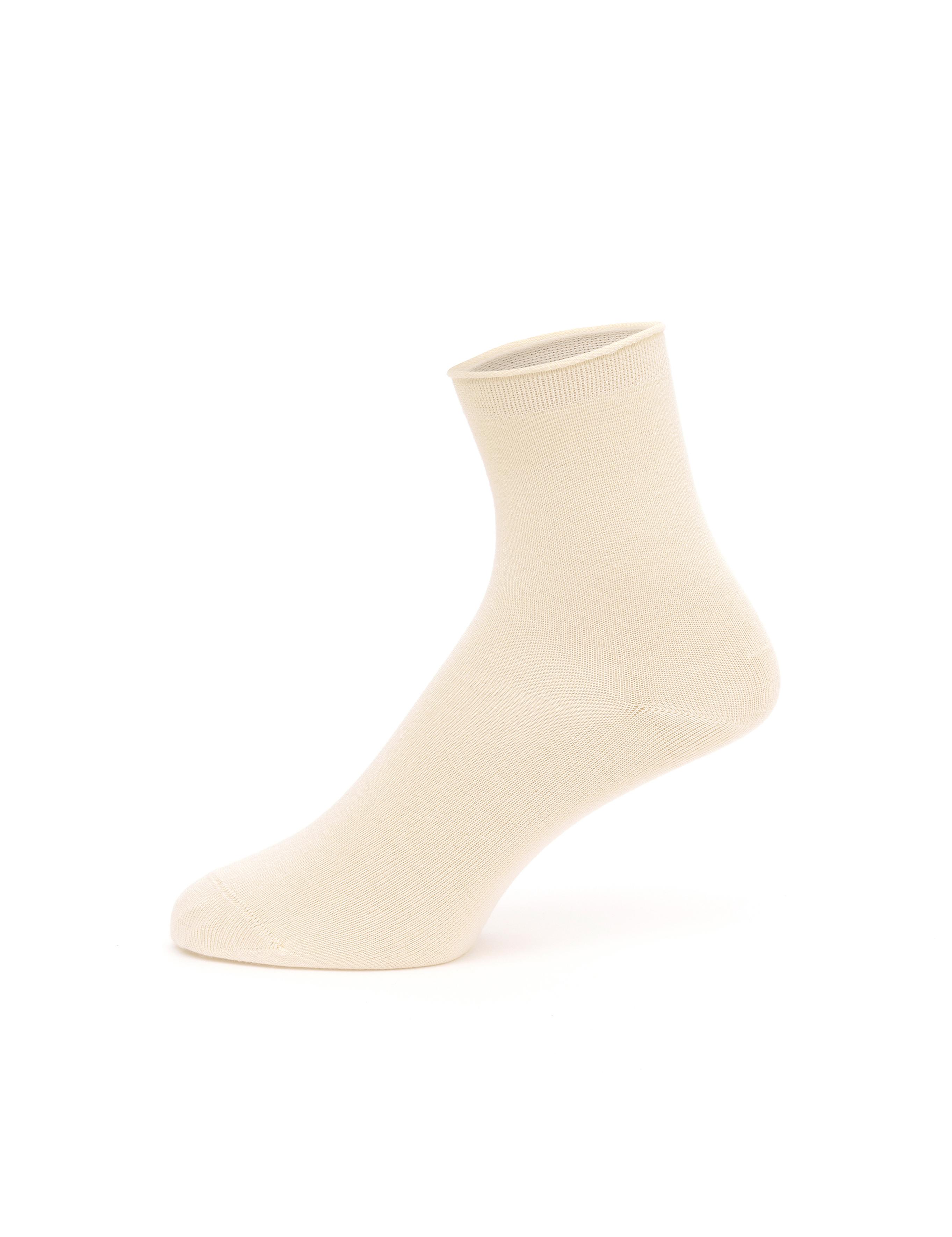 Kadın Ekru Bambu Soket Çorap