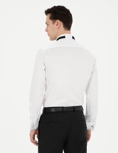 Beyaz Slim Fit Smokin Gömlek