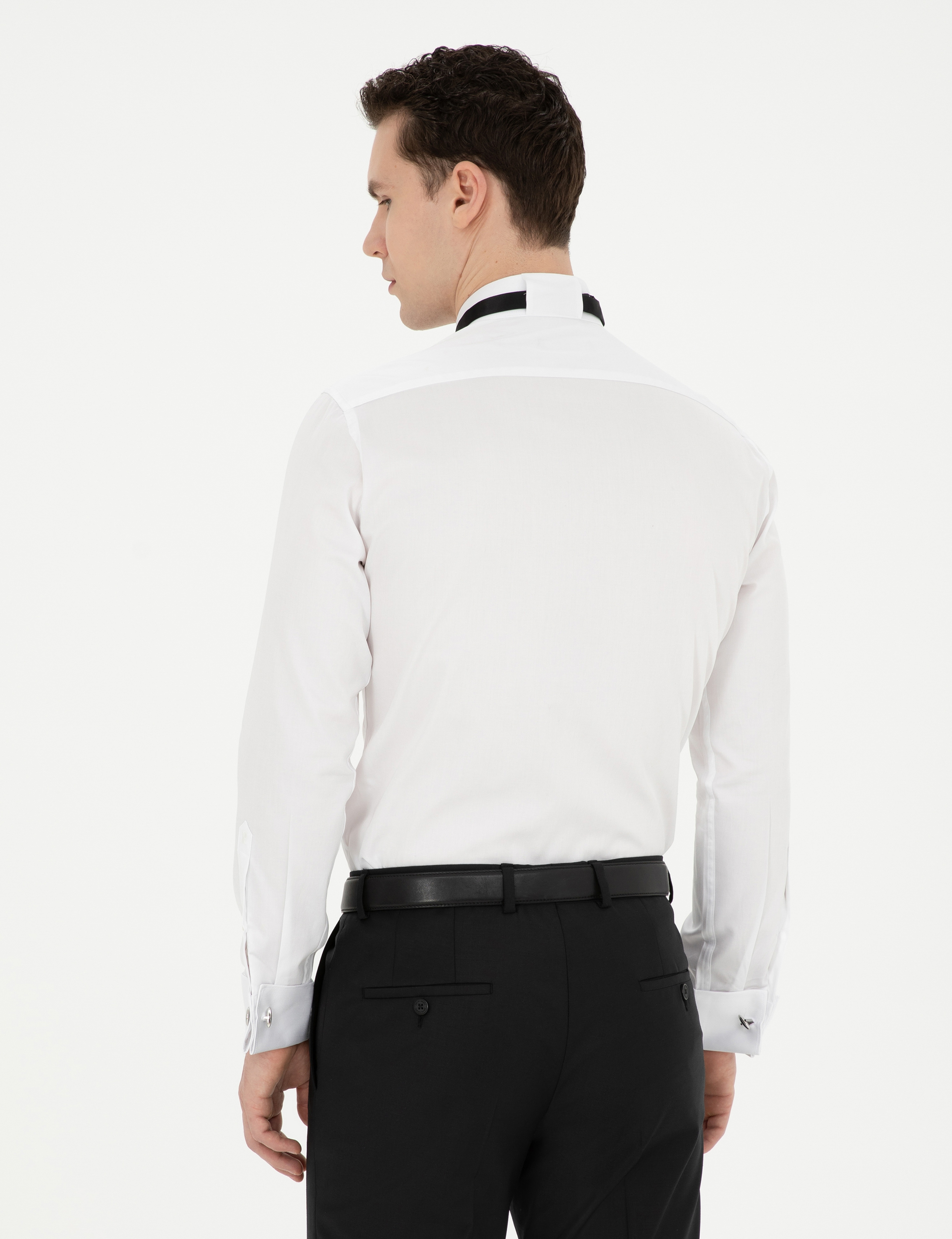 Beyaz Slim Fit Smokin Gömlek