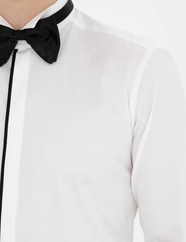 Beyaz Slim Fit Smokin Gömlek