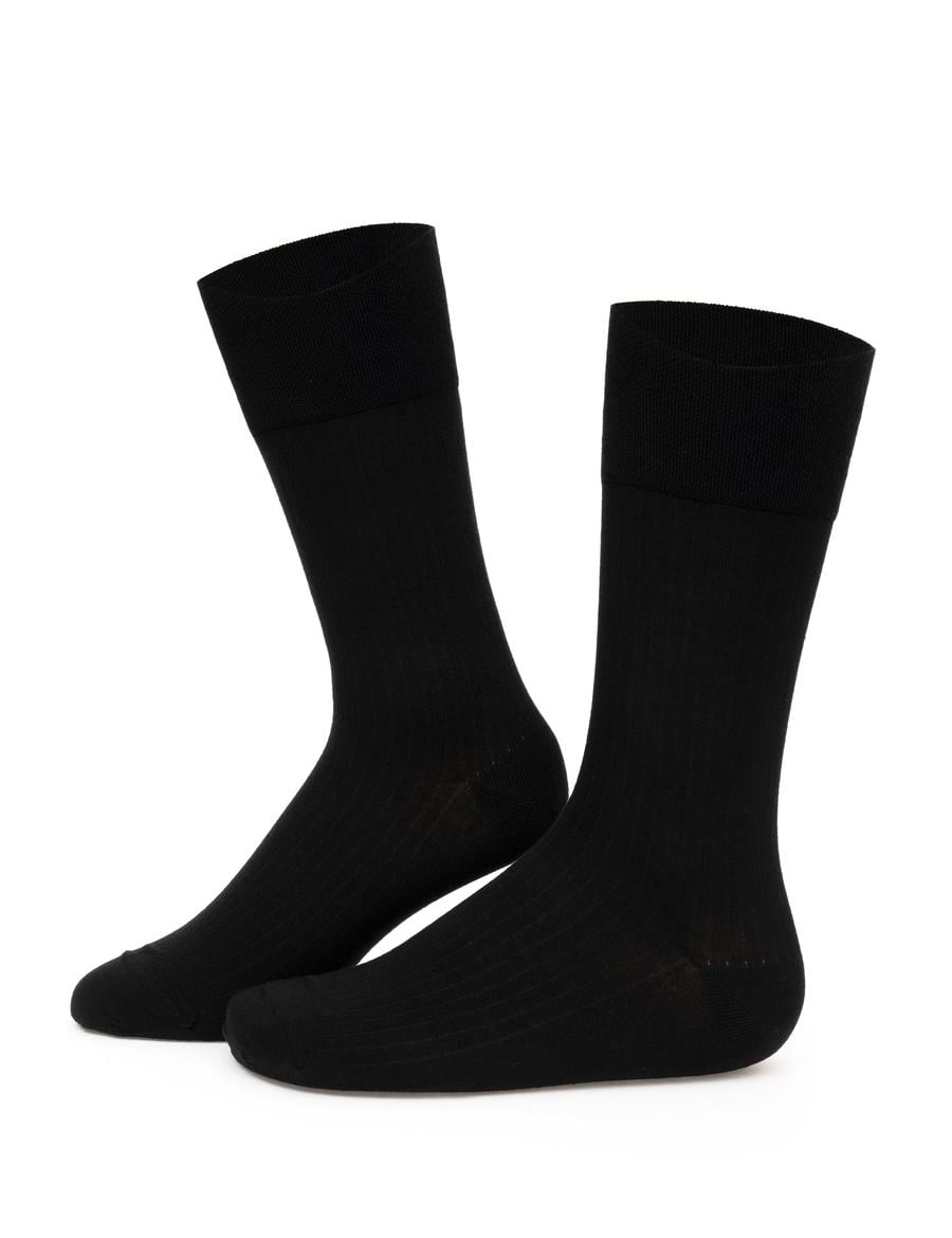 Erkek Bambu Karışımlı Siyah Soket Desenli Çorap