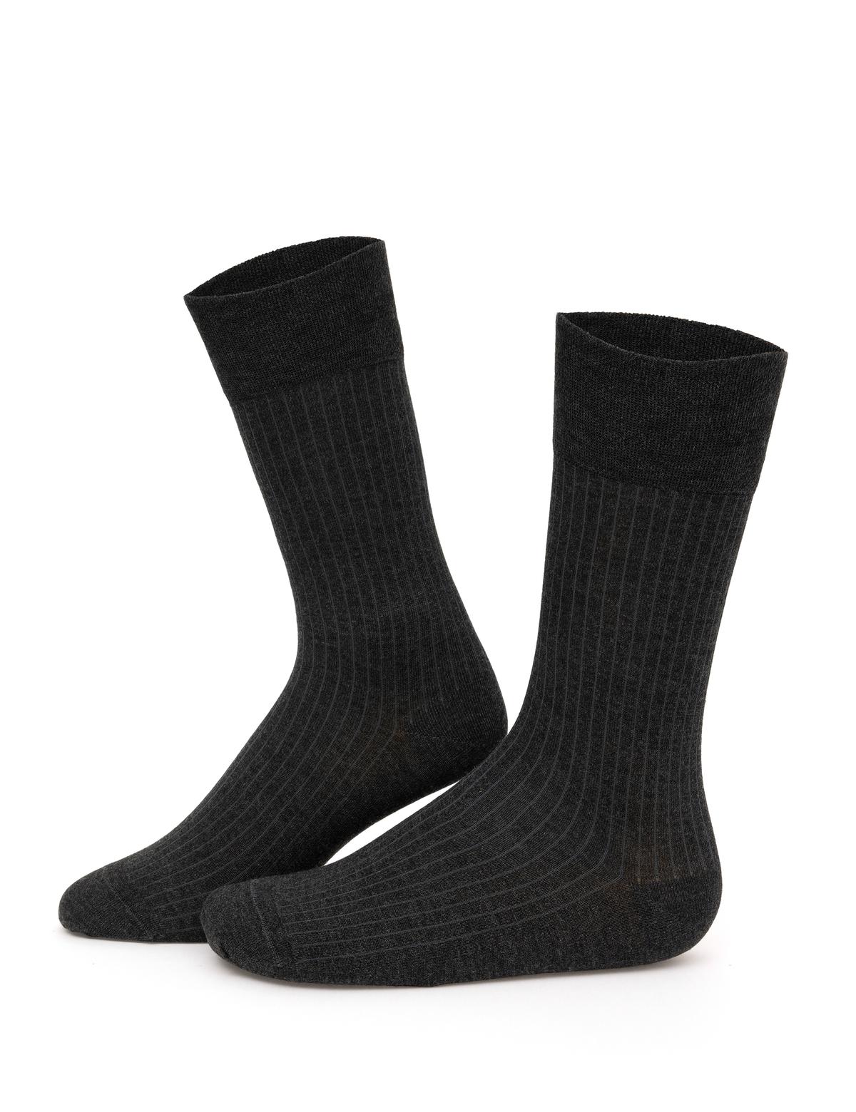 Erkek Bambu Karışımlı Antrasit Soket Desenli Çorap