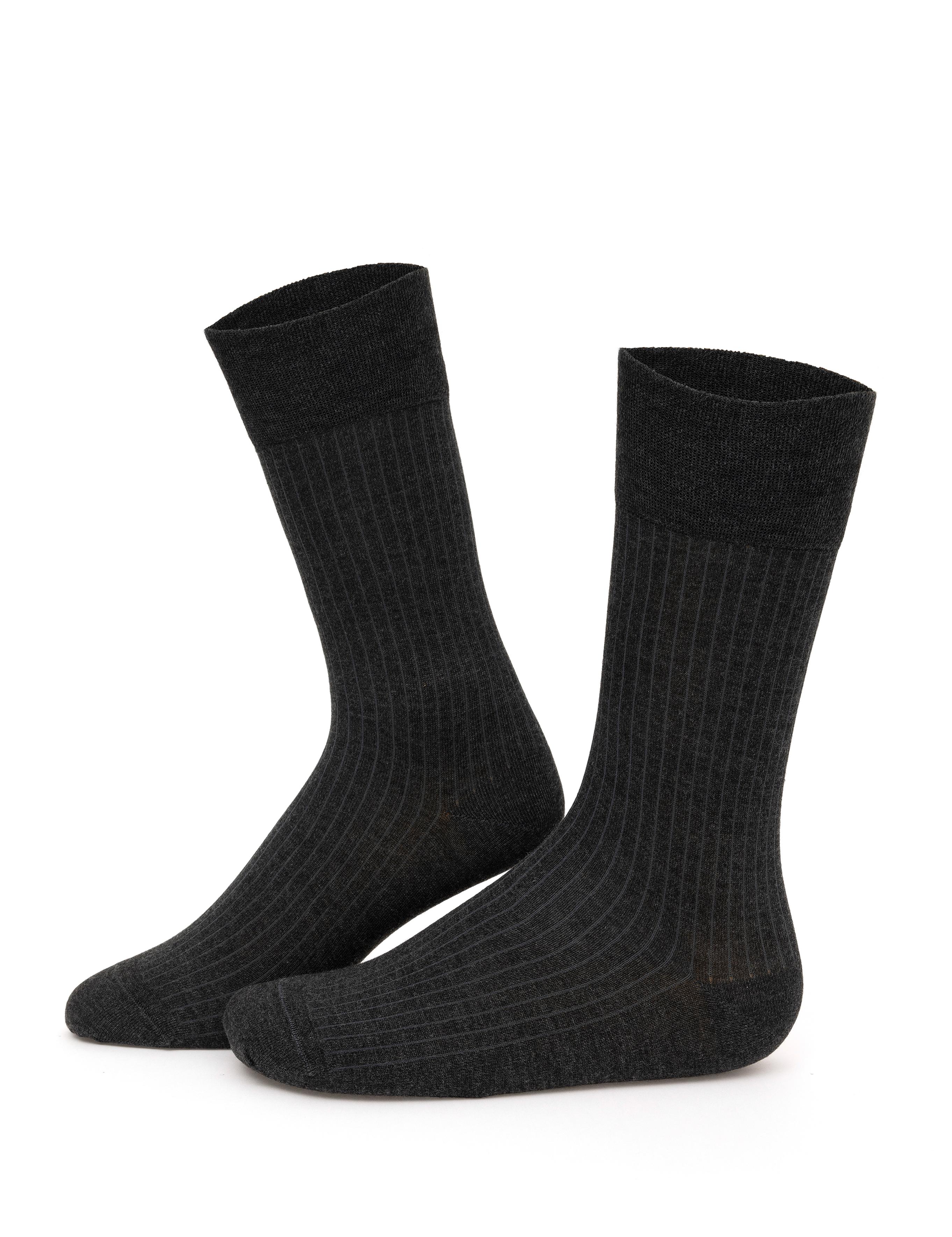 Erkek Bambu Karışımlı Antrasit Soket Desenli Çorap