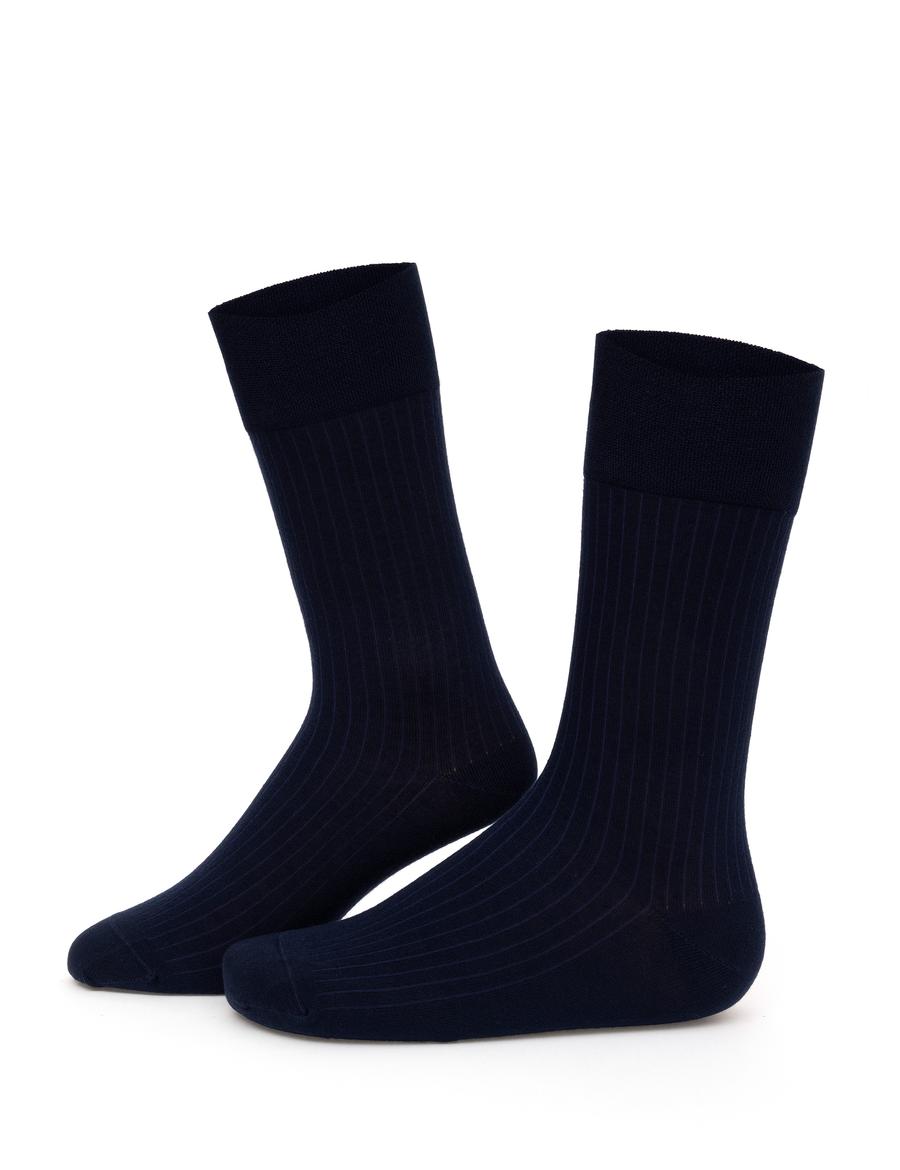 Erkek Bambu Karışımlı Lacivert Soket Desenli Çorap