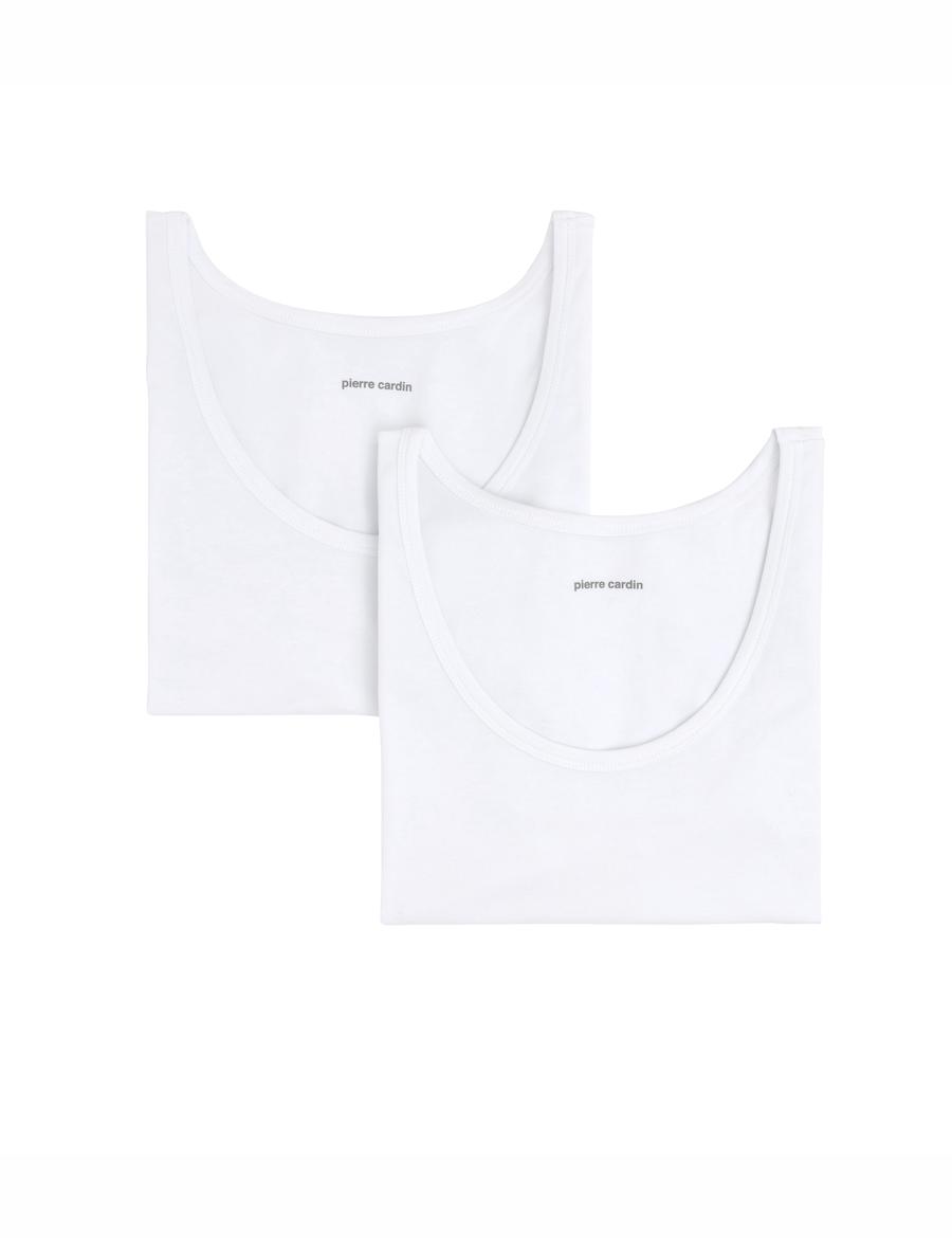 Beyaz Pamuk Modal Karışımlı 2'li Atlet