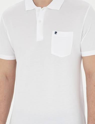 Beyaz Regular Fit %100 Pamuk Cepli Polo Yaka Basic Tişört